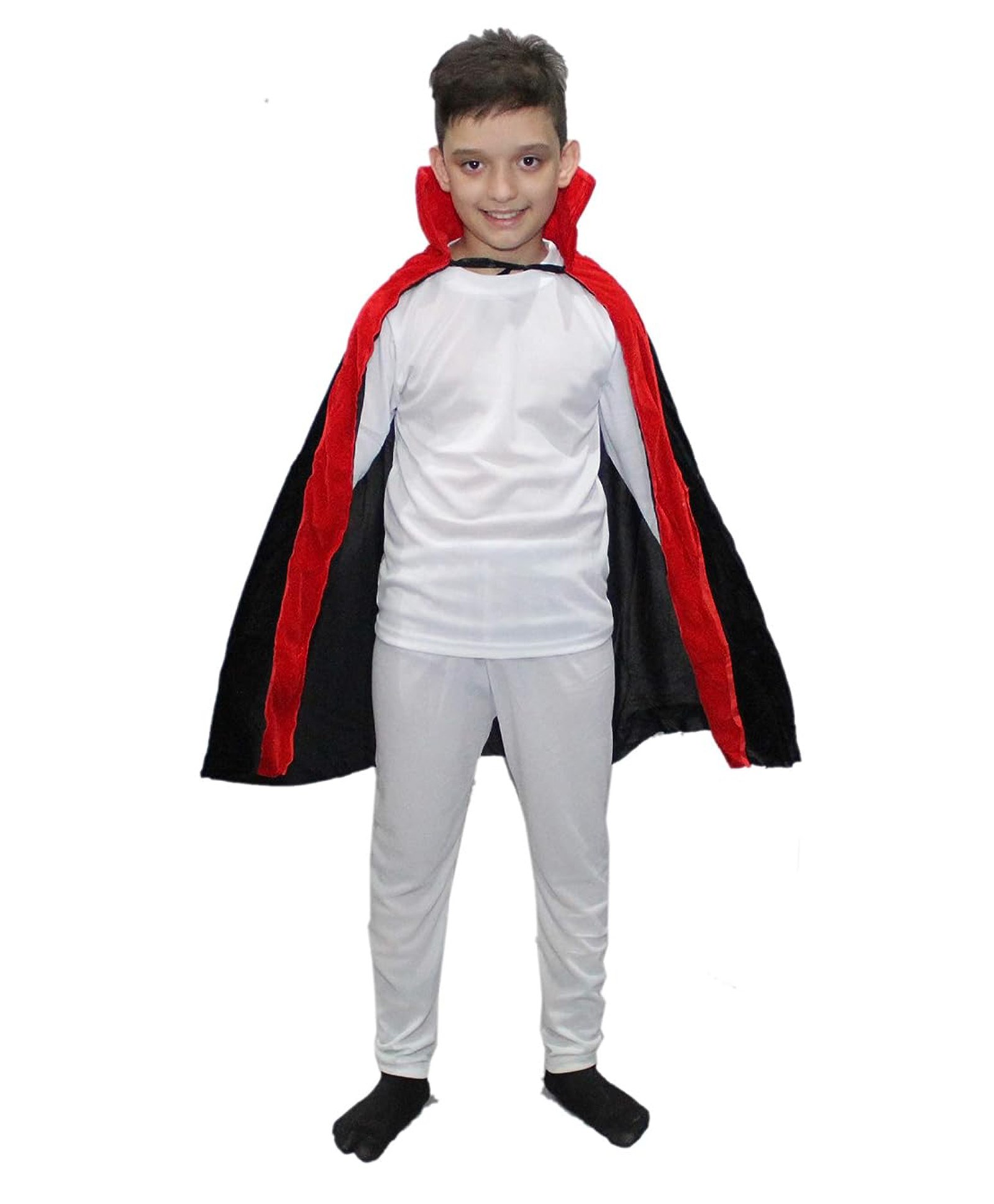Kaku Fancy Dress Theme Halloween Cloak Style Vampire Dracula Robe Costume For Boys - Black & Red-image-29