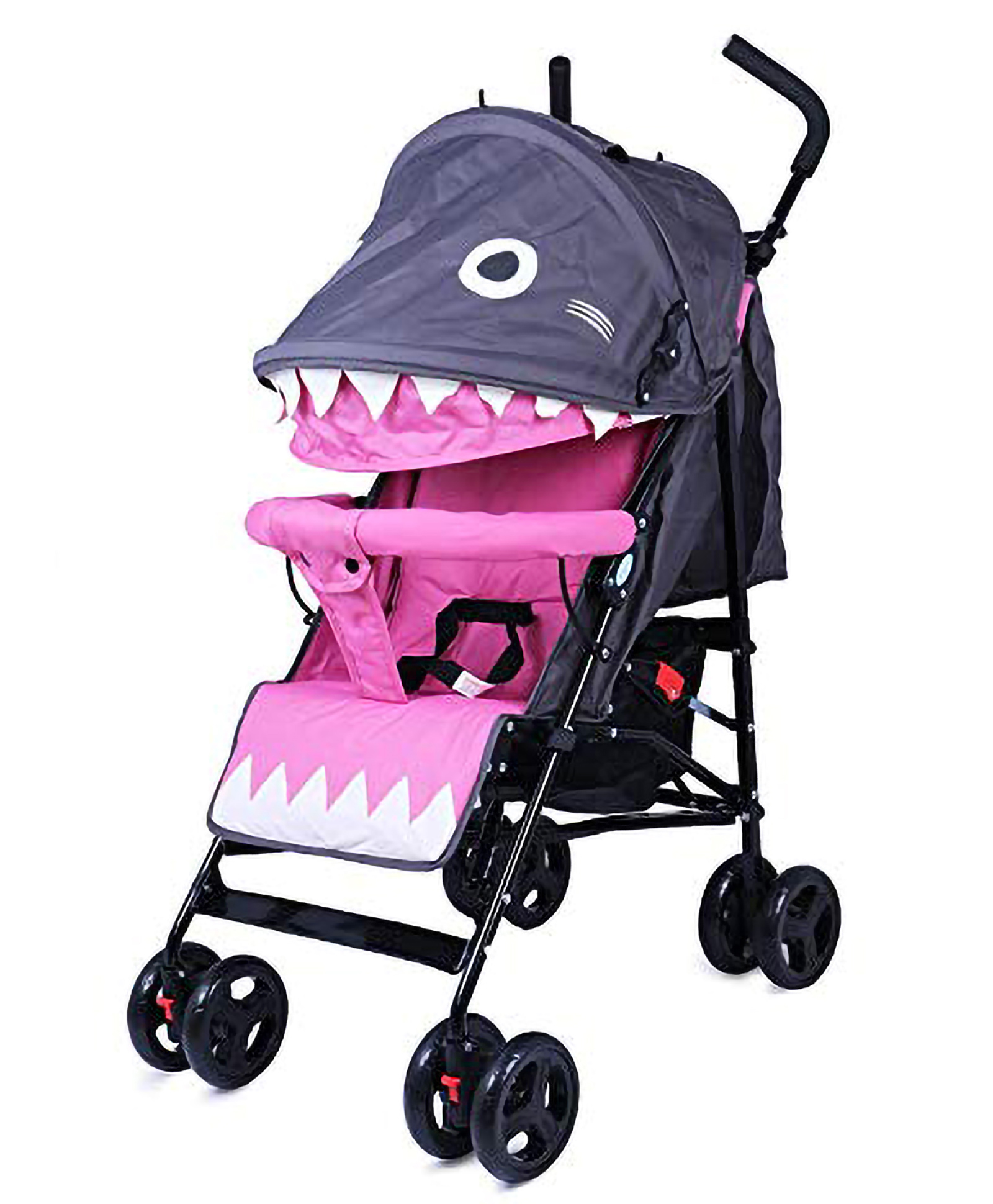 Fiddlerz Pram Cum Baby Stroller For Newborn Babies Kids 360 Degree Rotating Wheels & Storage Basket With Extended Canopy -Pink-image-18
