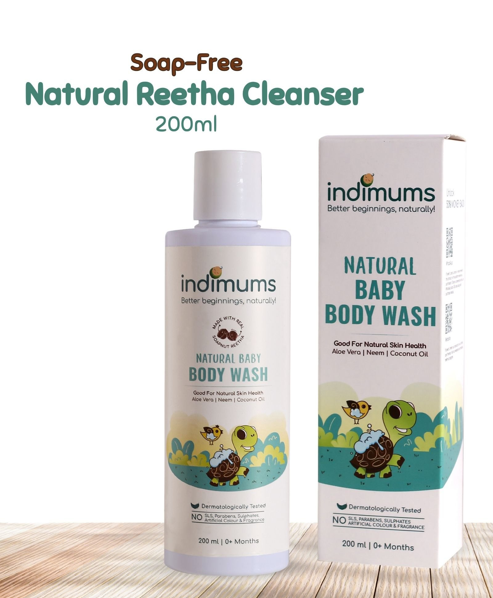 indimums The Indi Mums Natural Body Wash For Baby & Kids  Antibacterial pH Balance and Hypoallergenic Tear Free & Toxin Free Soapnuts Aloe Vera Coconut Oil & Neem - 200 ML-picture-18