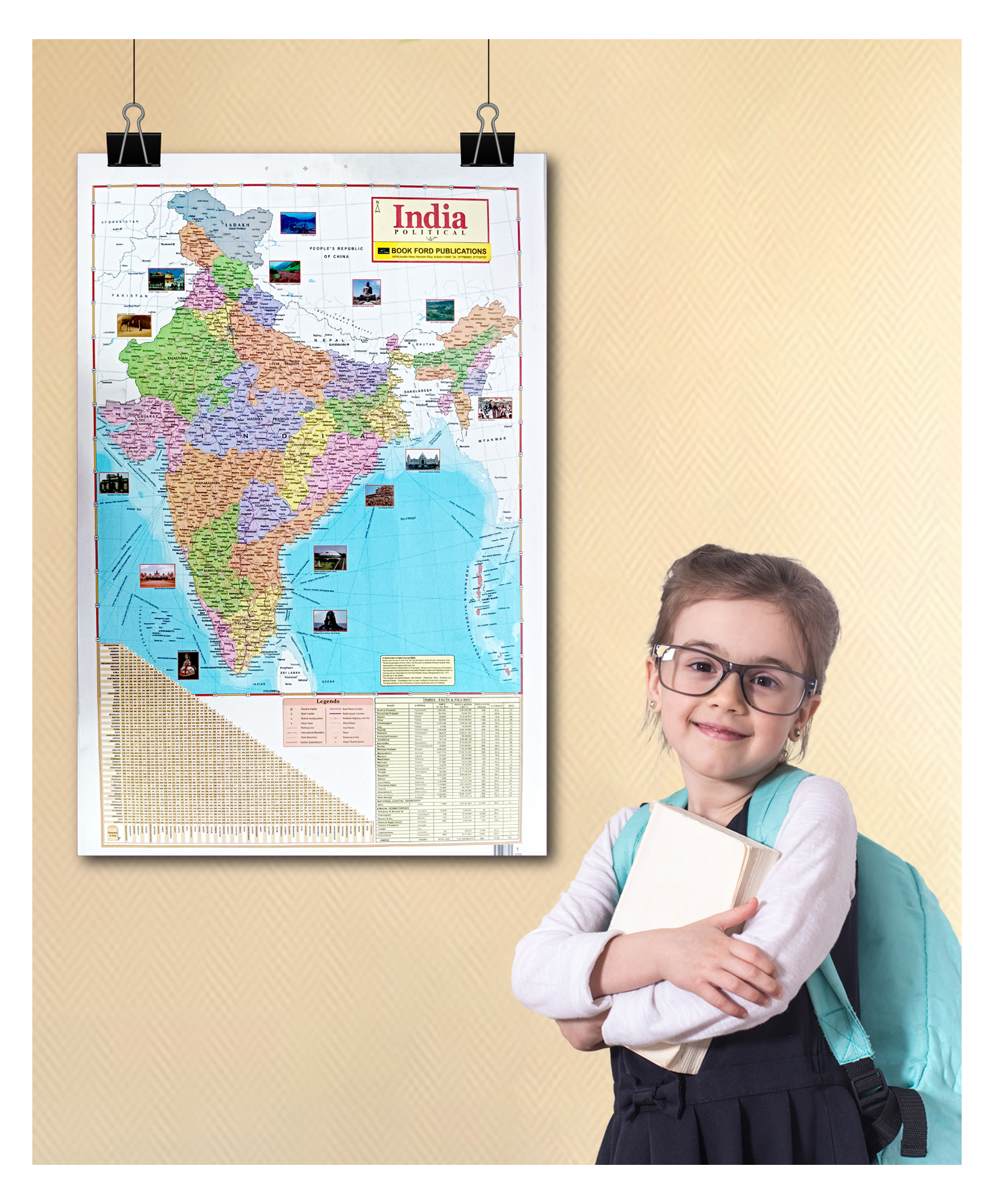 INDIA MAP MY FIRST POLITICAL AND PHYSICAL EDUCATIONAL WALL CHART FOR KIDS BOTH SIDE LAMINATED-image-17