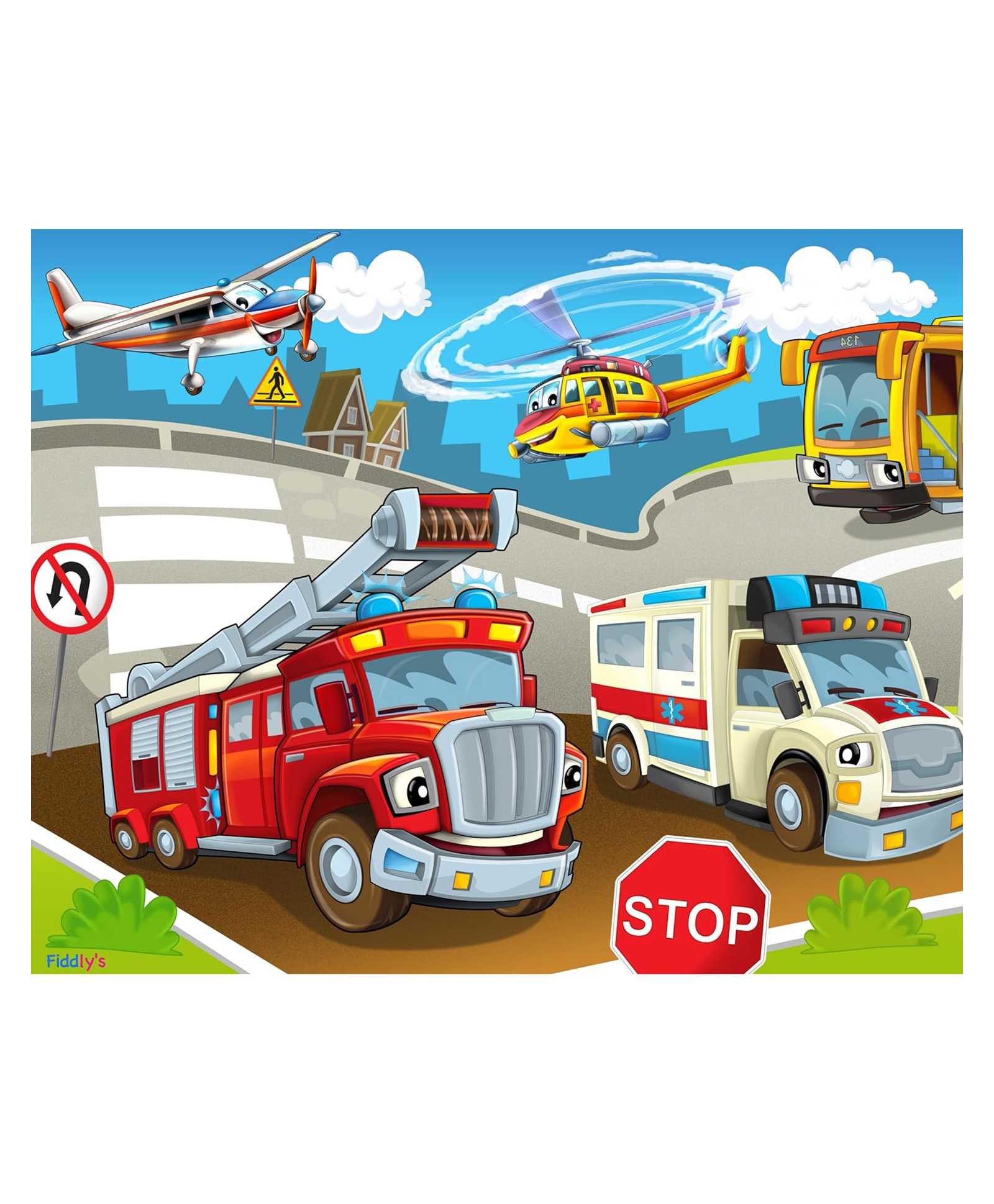 Fiddlys Wood Jigsaw Puzzles Vehicle Construction Multicolour - 54 Pieces-image-20