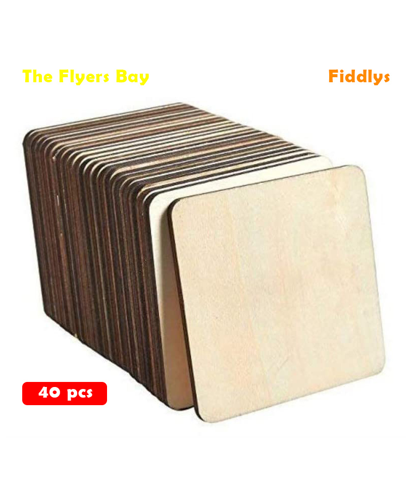 Fiddlys Blank Square Wooden Boards for Painting Cutting & DIY Crafts - 40 Pieces-image-36