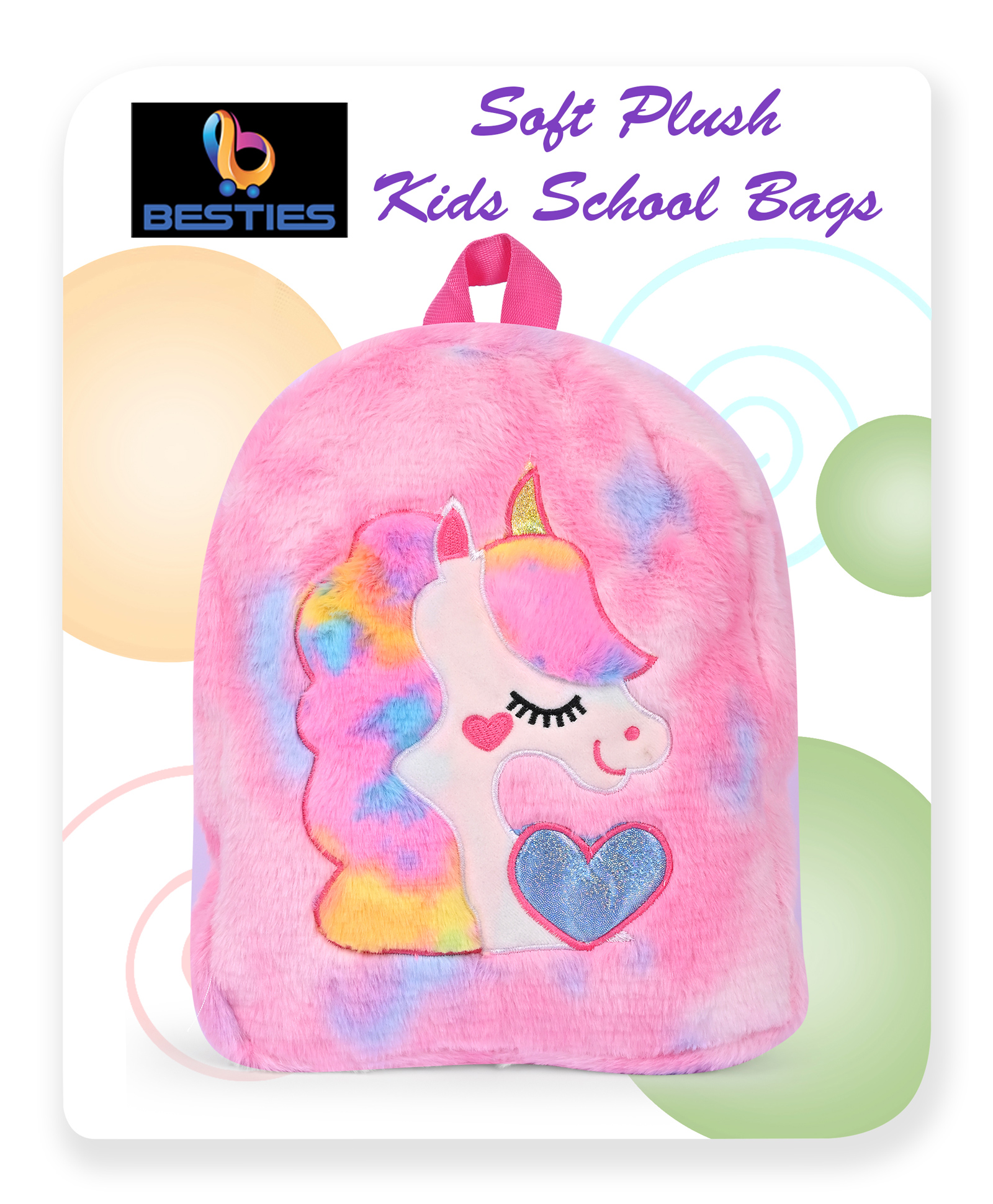 Besties Kids Soft Plush Unicorn Pre School Bag Pink - 12 Inches-picture-18
