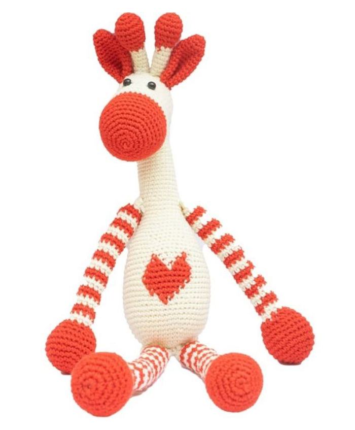 Happy Threads Handcrafted Amigurumi Giffy Giraffe Toy Red - Height 35 cm-picture-36