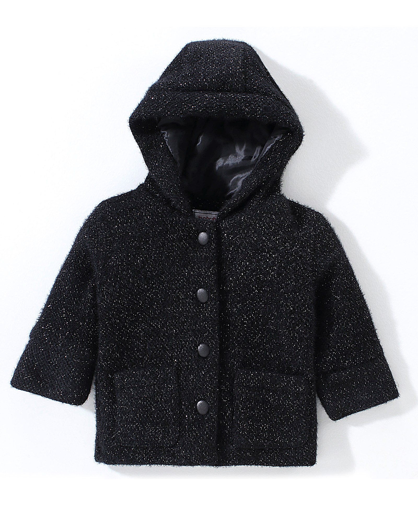 Babyhug Full Sleeves Hooded Jacket - Black-image-2