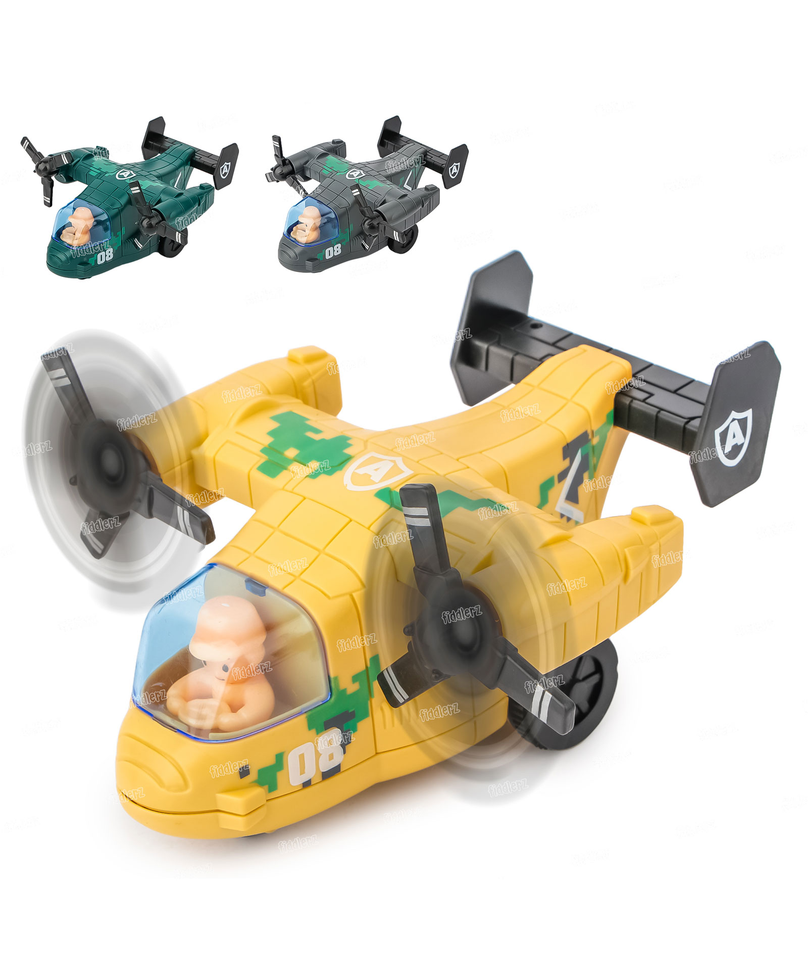 Fiddlerz Aeroplane Pull Back Toy for Kids Unbreakable Army Style Realistic Design Airplane (Pack of 1) Random Color-image-49