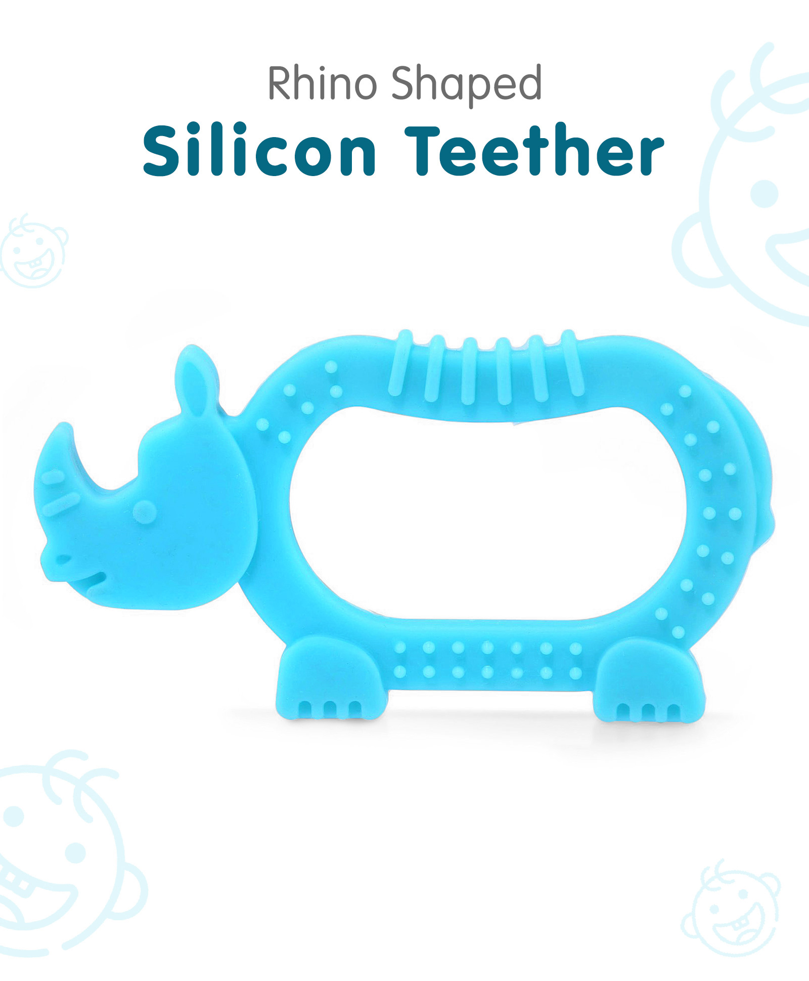 fab n funky Rhino  Shaped Silicon Teether - Blue-picture-25