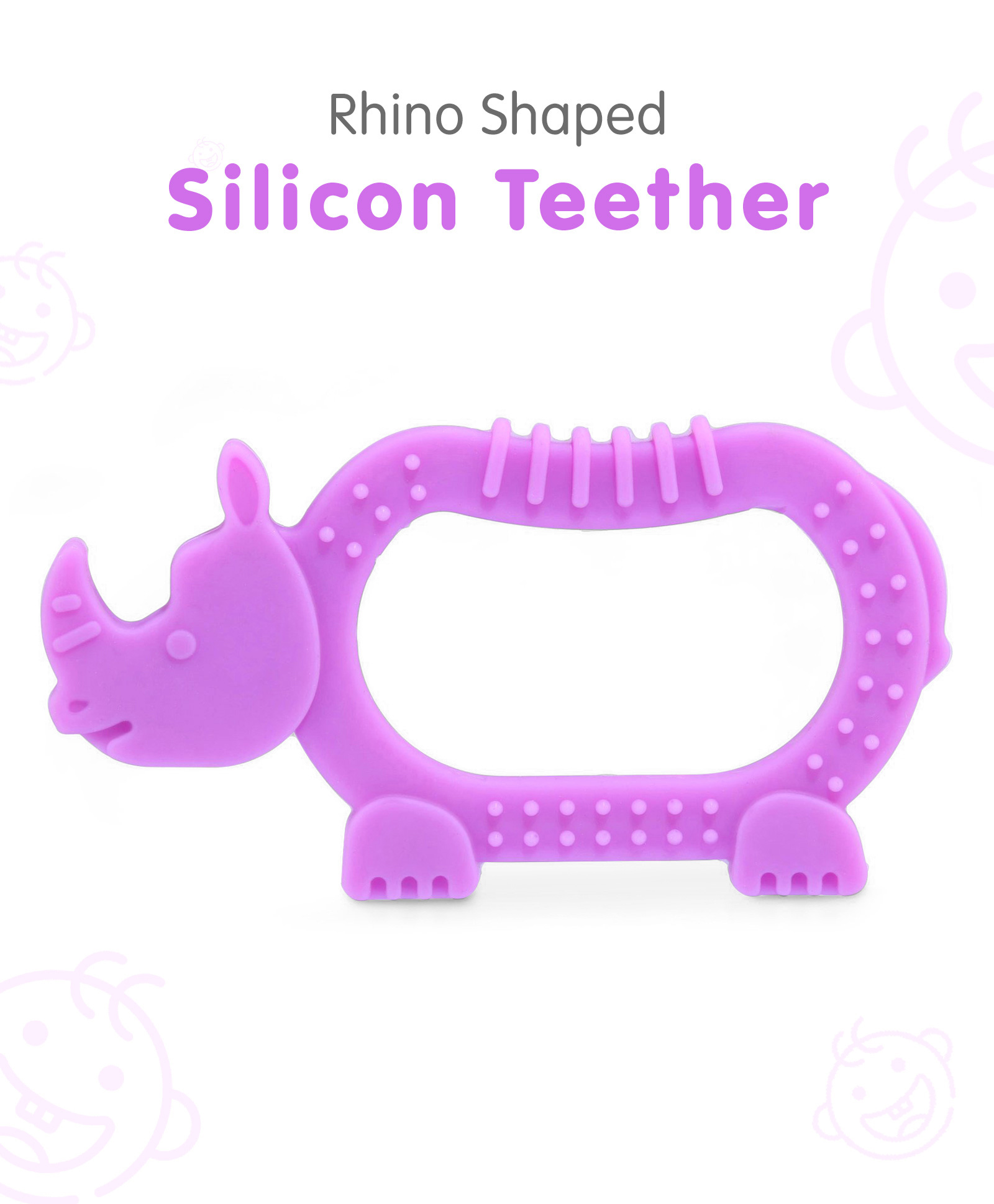 fab n funky Rhino  Shaped Silicon Teether -Purple-picture-24