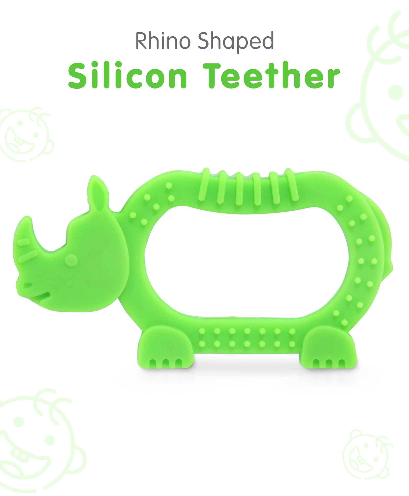 fab n funky Rhino  Shaped Silicon Teether -Green-picture-26