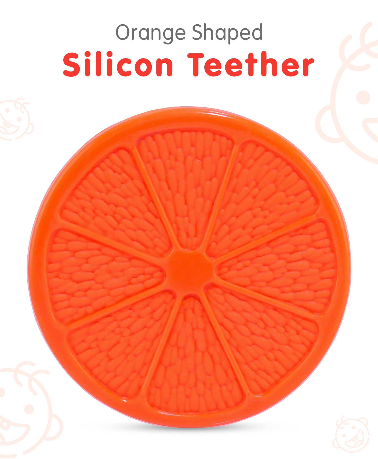 Orange Shaped Non-Toxic PVC Free Silicon Teether - Orange-image-11