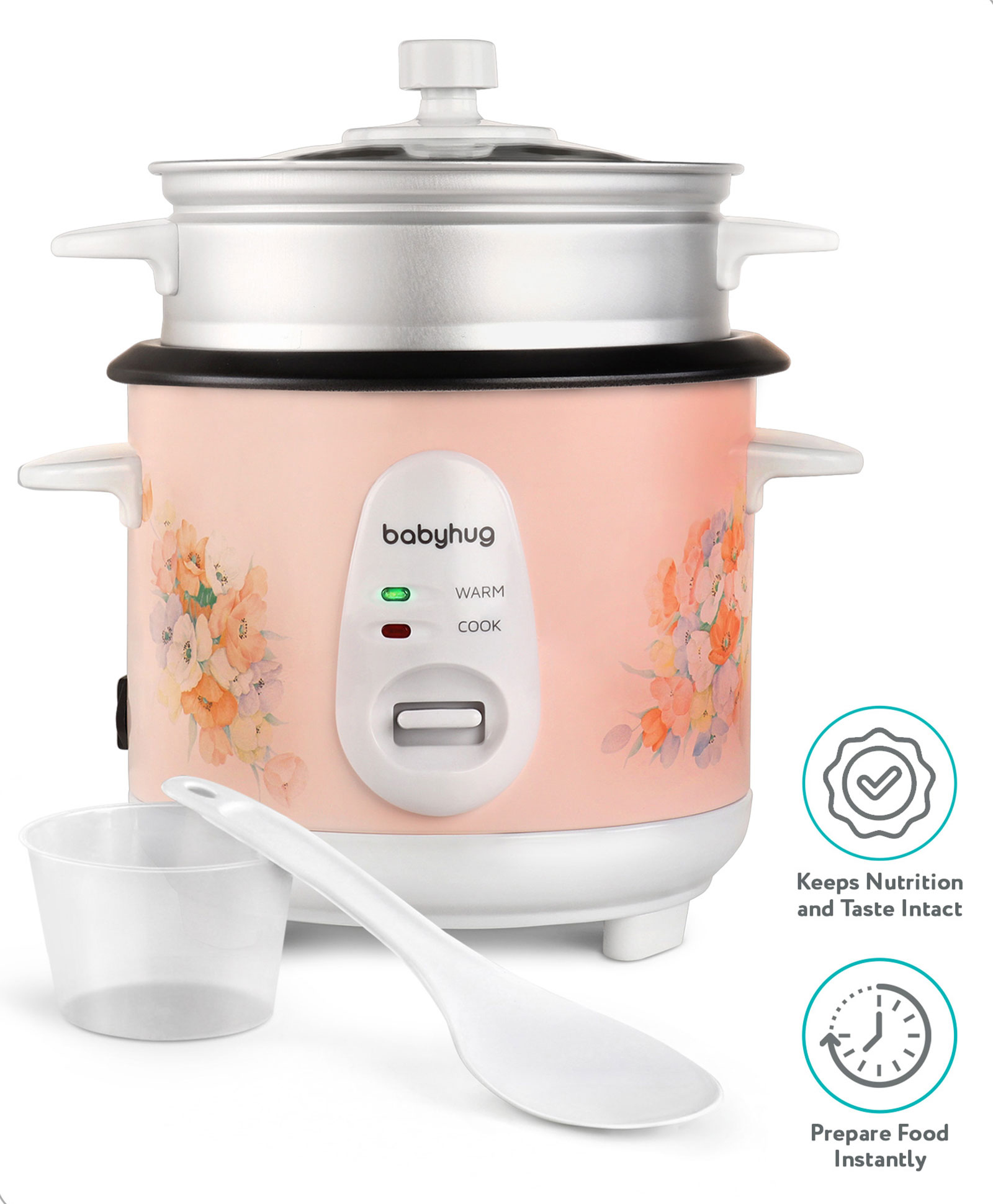 Babyhug Automatic Rice Cooker And Food Steamer Of 0.6 L Capacity - Pink-picture-16