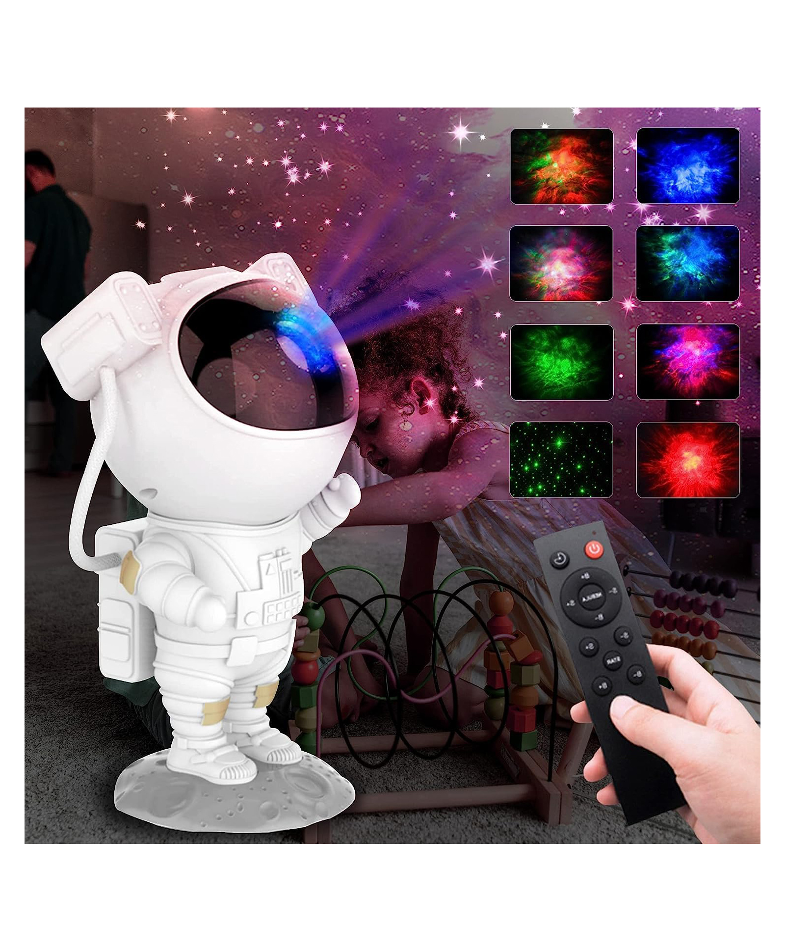 Astronaut Galaxy Projector with Remote Control 360 Deg Adjustable Timer Kids Astronaut Nebula Night Light for Gifts - COLOR MAY VARY-image-9