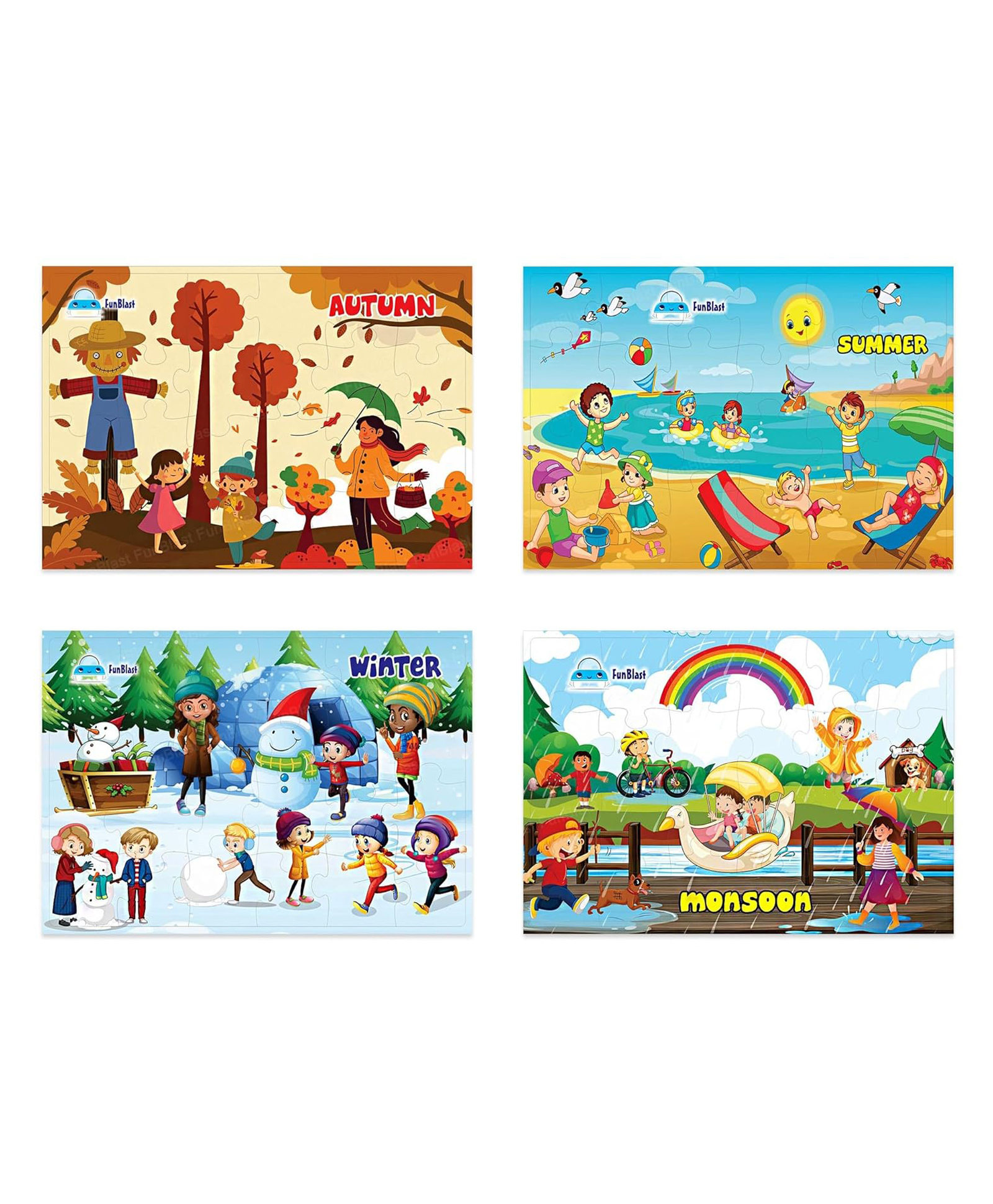 FunBlast Seasons theme Jigsaw Puzzle for Kids  Set of 4- 96 Pcs Puzzle - Multicolor-image-39