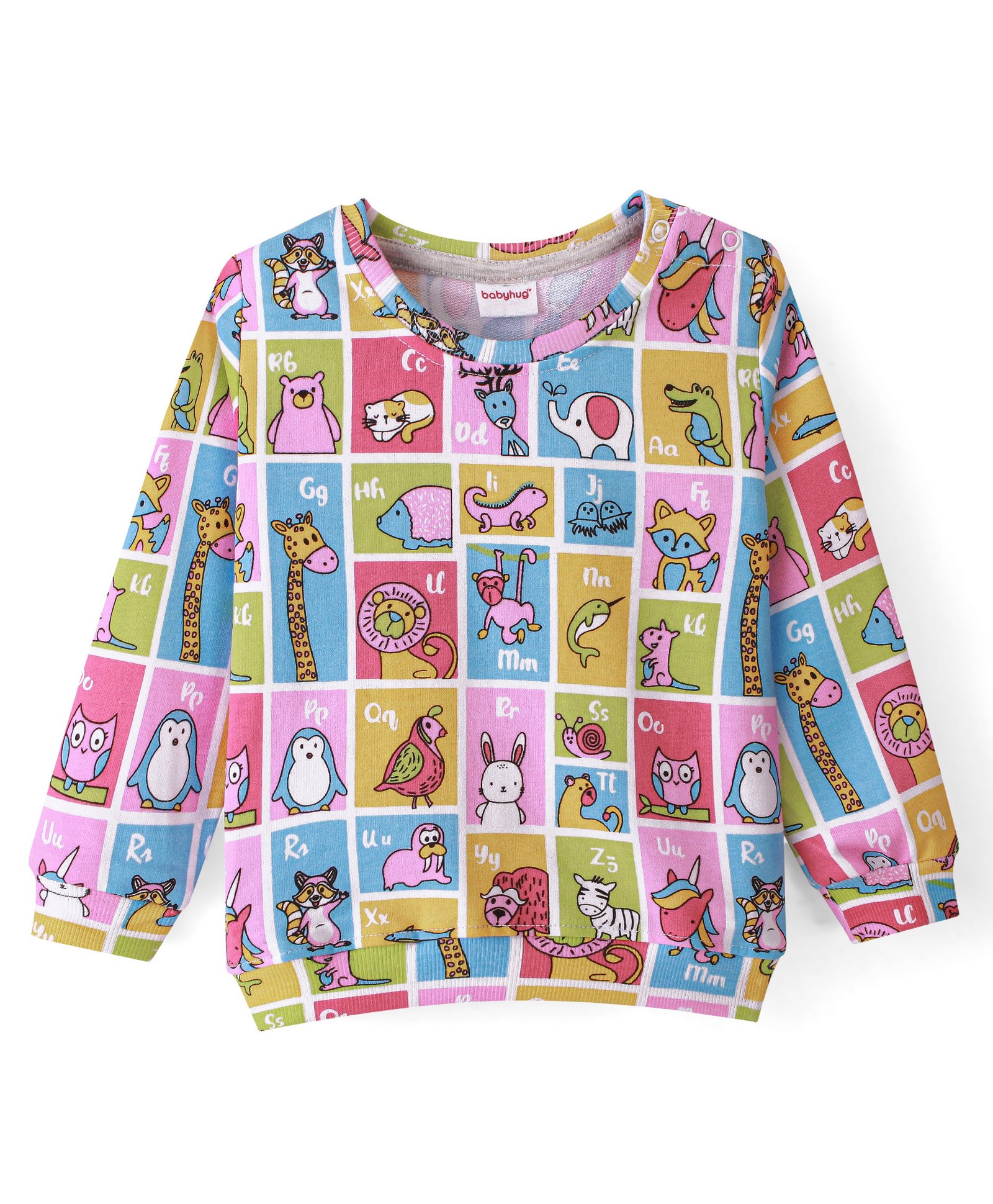 Babyhug Cotton Knit Full Sleeves Animals Printed Sweatshirt - Multicolour-image-28