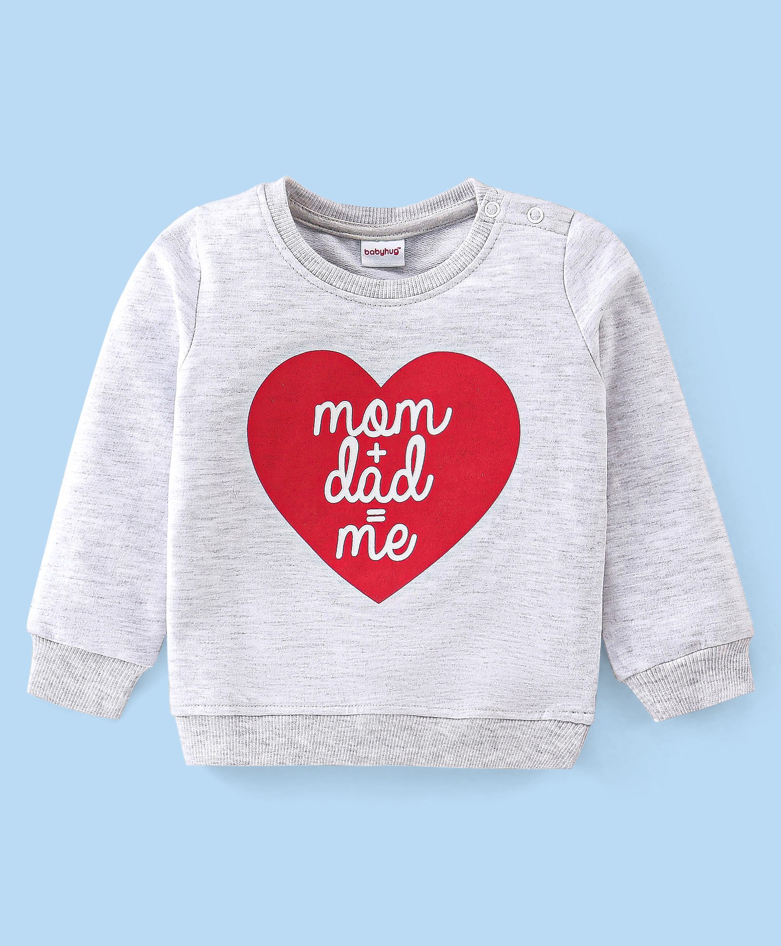 Babyhug Full Sleeves Sweatshirt with Text & Heart Graphics - White-picture-25