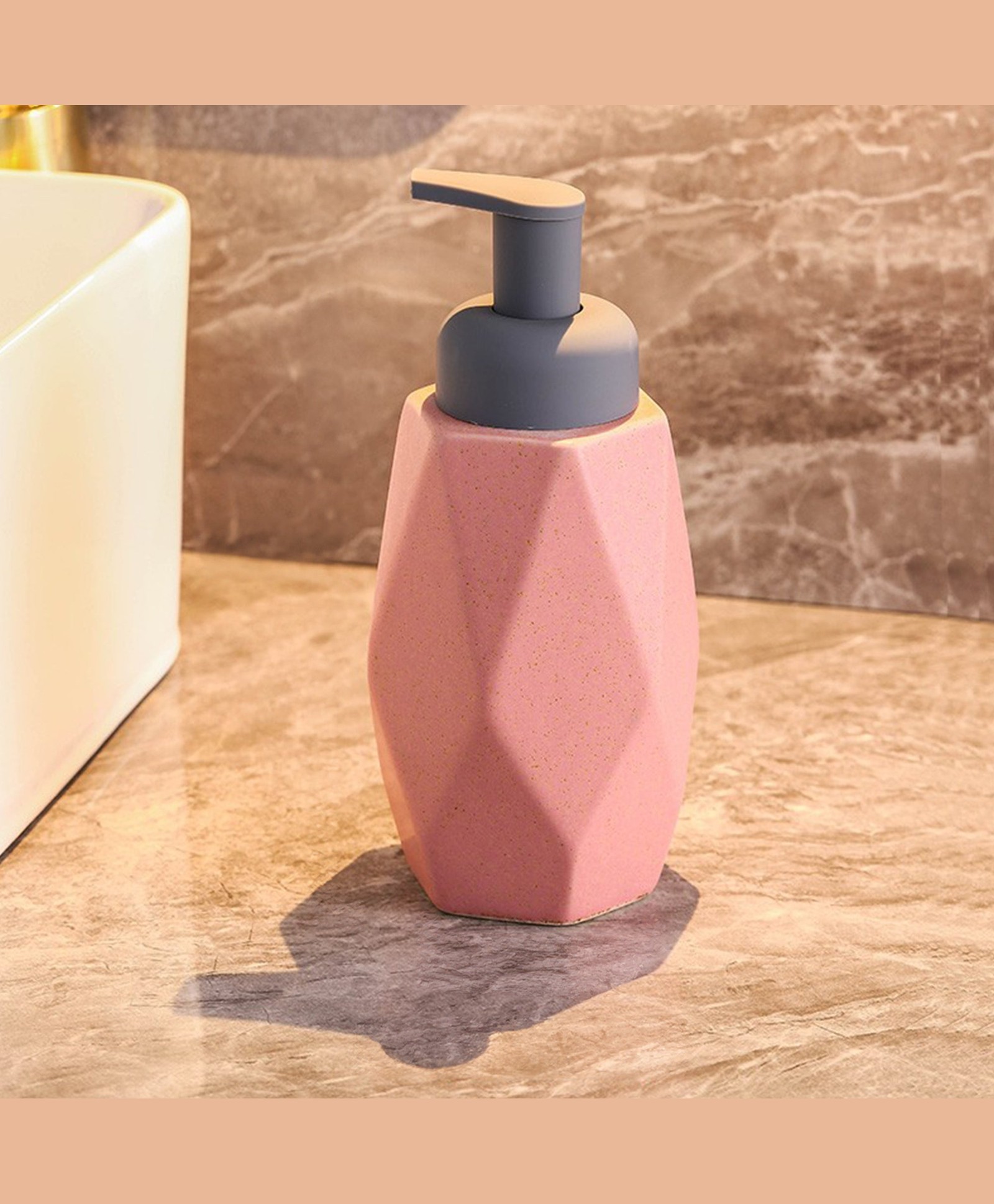 USHA SHRIRAM 400ml Soap Dispenser Bottle (Pink)| Ceramic Soap & Lotion Dispenser Set | Kitchen Dish Soap Pump Dispenser Set | Hand Shower Washing Soap Dispenser for Kitchen Sink & Bathroom-picture-13