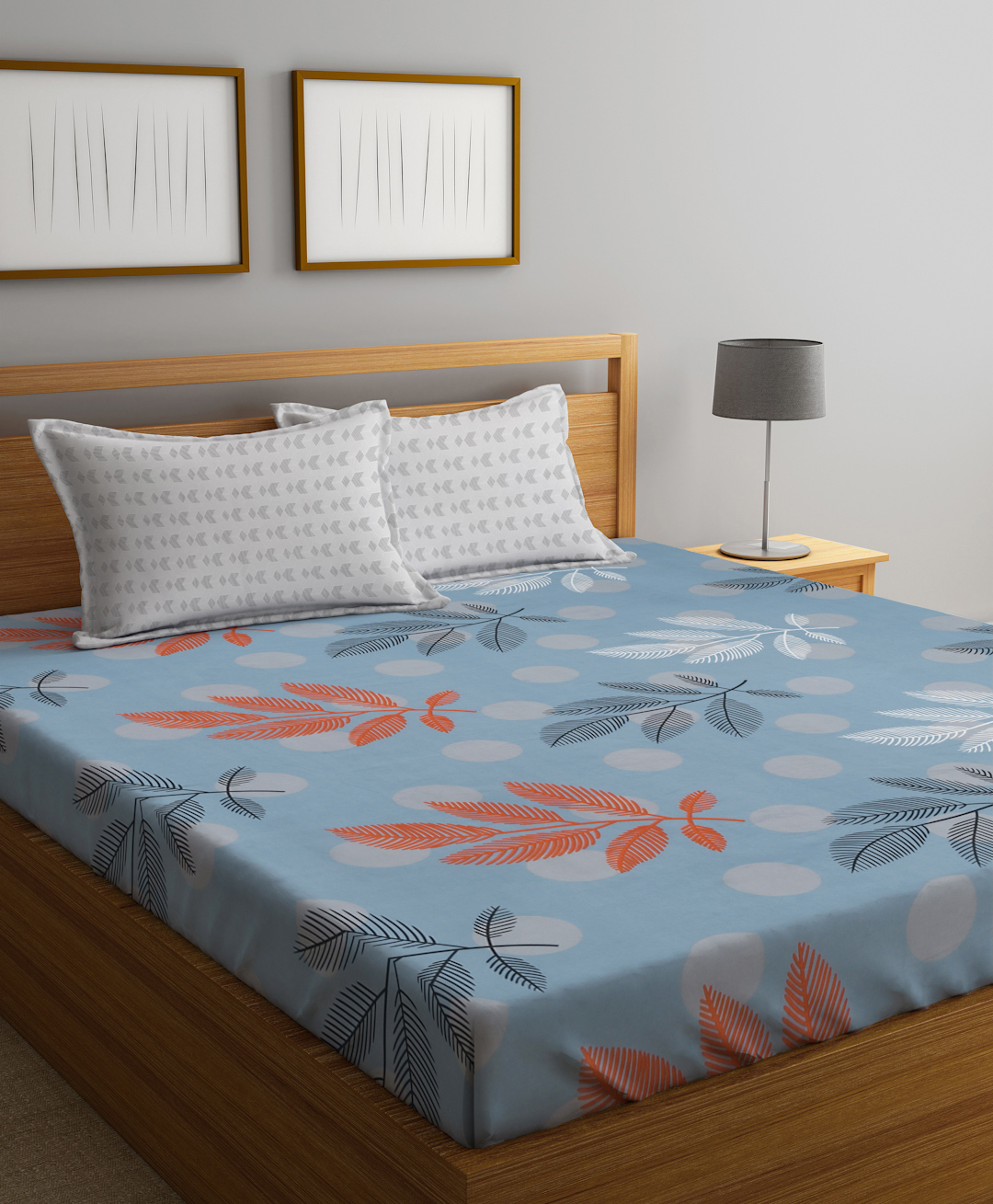 Klotthe Multicolor Floral 300 TC Cotton Blend Double Bedsheet with 2 Pillow Covers-picture-16