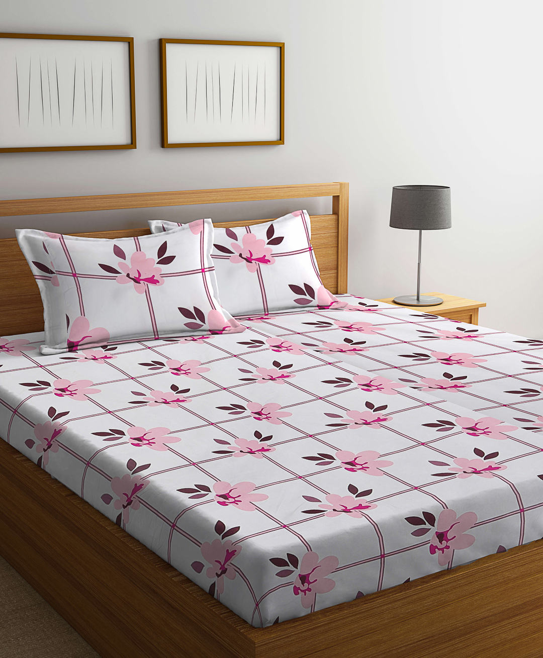 Klotthe Multicolor Floral 300 TC Cotton Blend Double Bedsheet with 2 Pillow Covers-picture-13