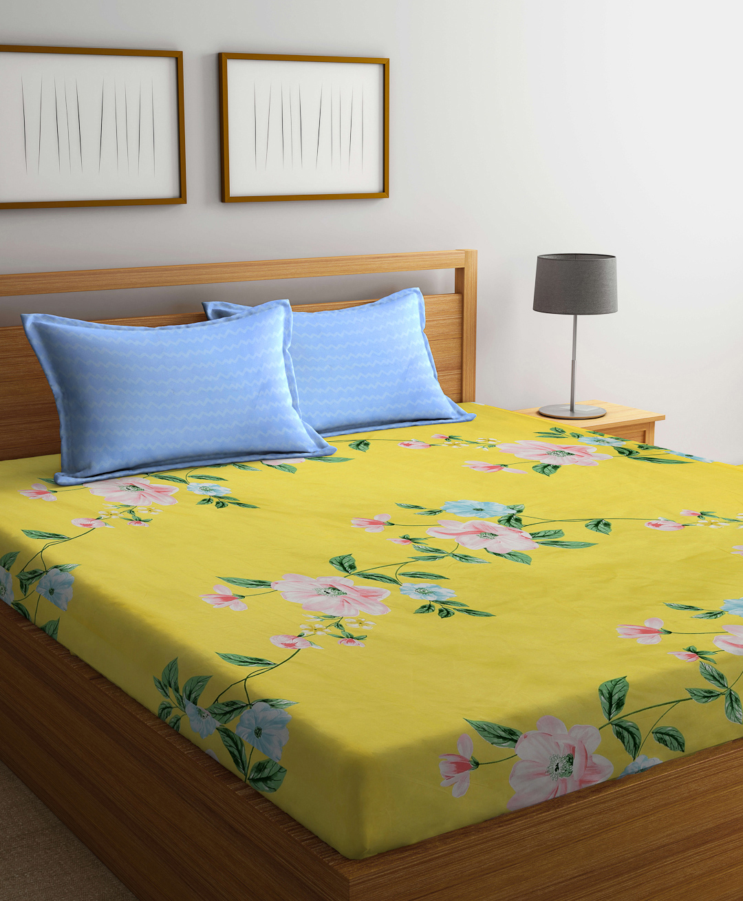 Klotthe Multicolor Floral 300 TC Cotton Blend Double Bedsheet with 2 Pillow Covers-picture-14