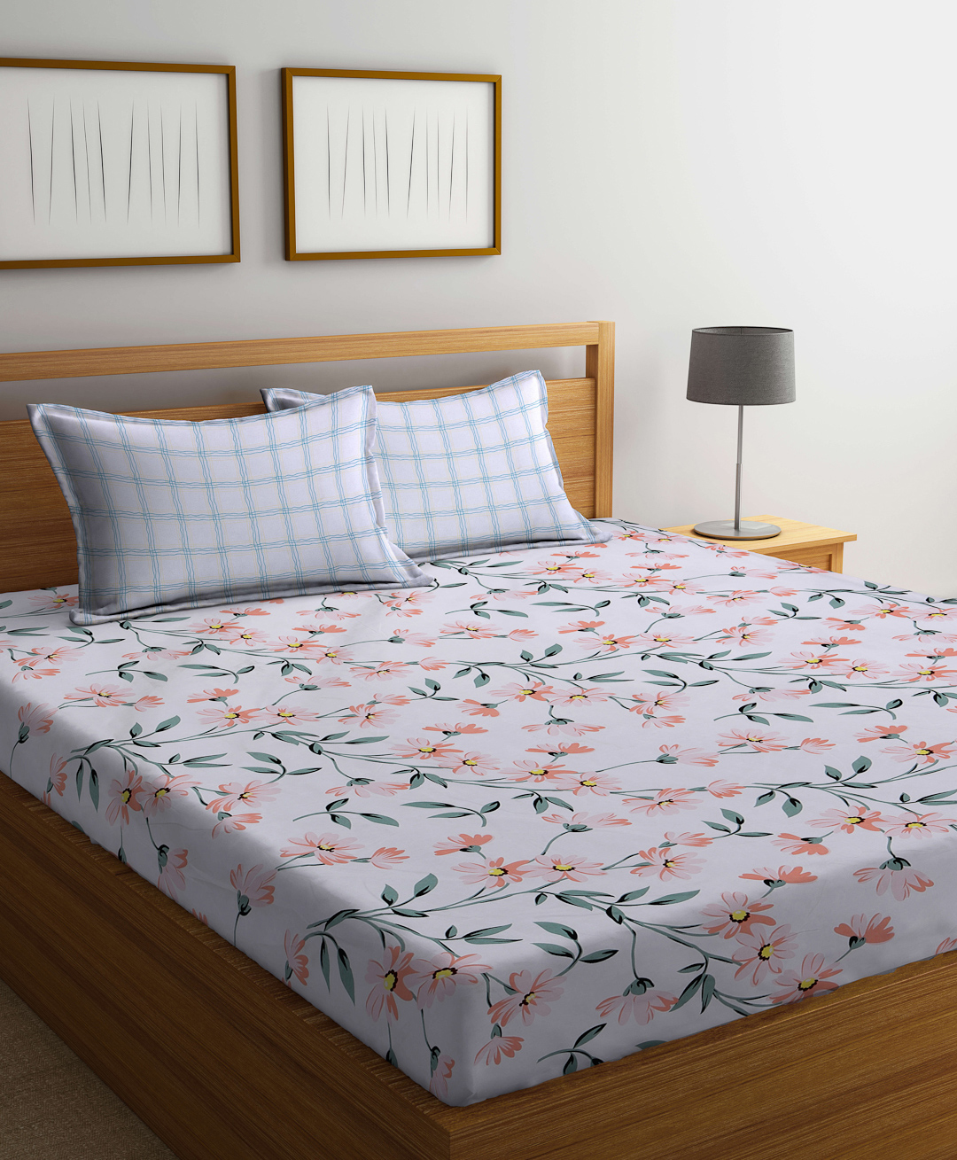 Klotthe Multicolor Floral 300 TC Cotton Blend Double Bedsheet with 2 Pillow Covers-picture-15