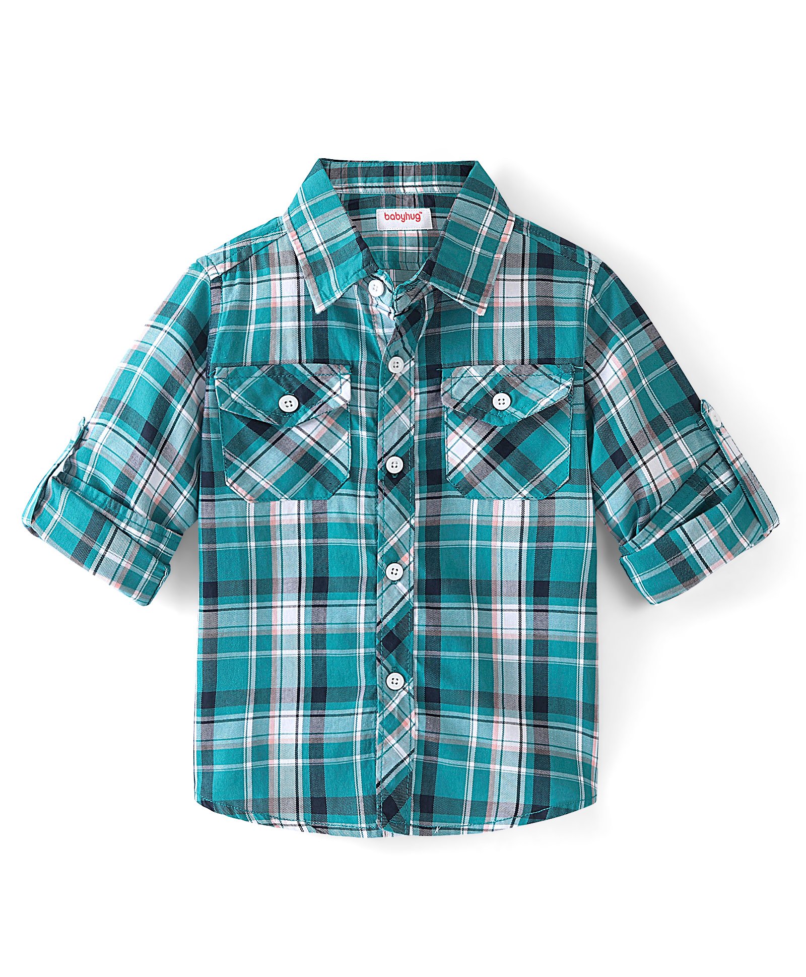 Babyhug 100% Cotton Woven Full Sleeve Shirt Checkered - Blue & Green-picture-17