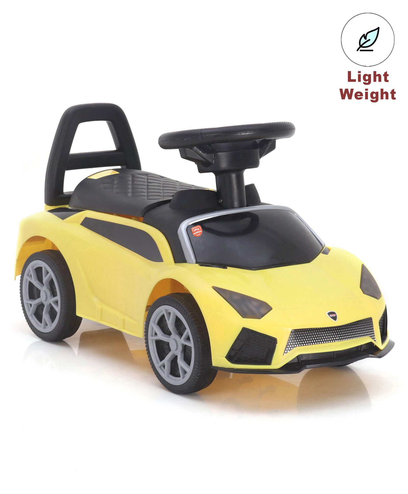 Play Nation Car Shape Manual Push Ride On With Storage - Yellow-image-17