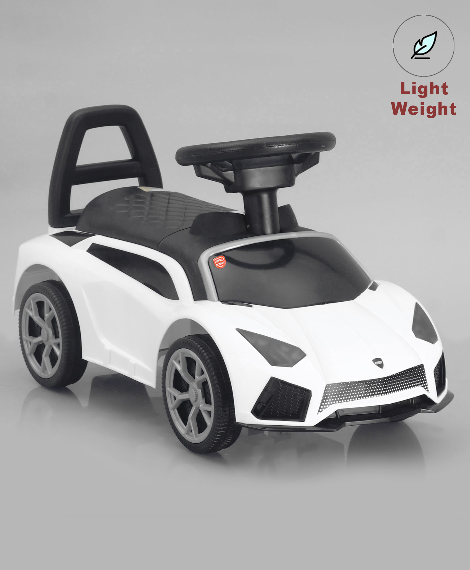 Play Nation Car Shape Manual Push Ride On With Storage - White-picture-33