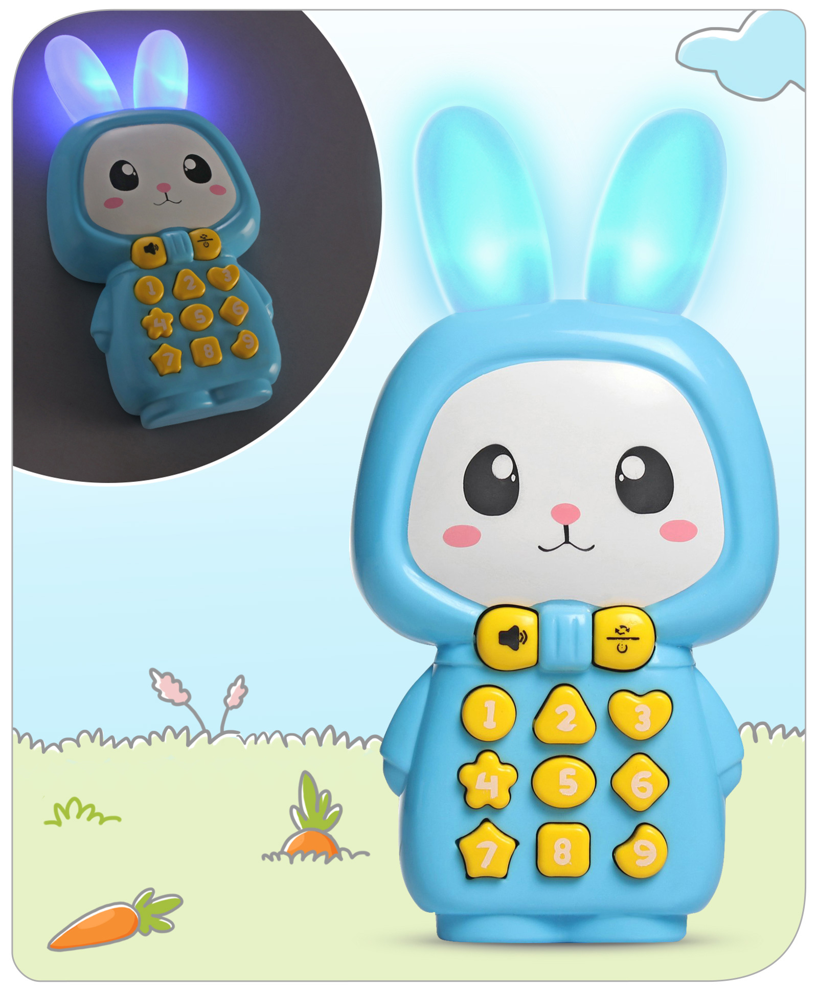 Babyhug Bunny Musical Mobile Phone - Blue-picture-25