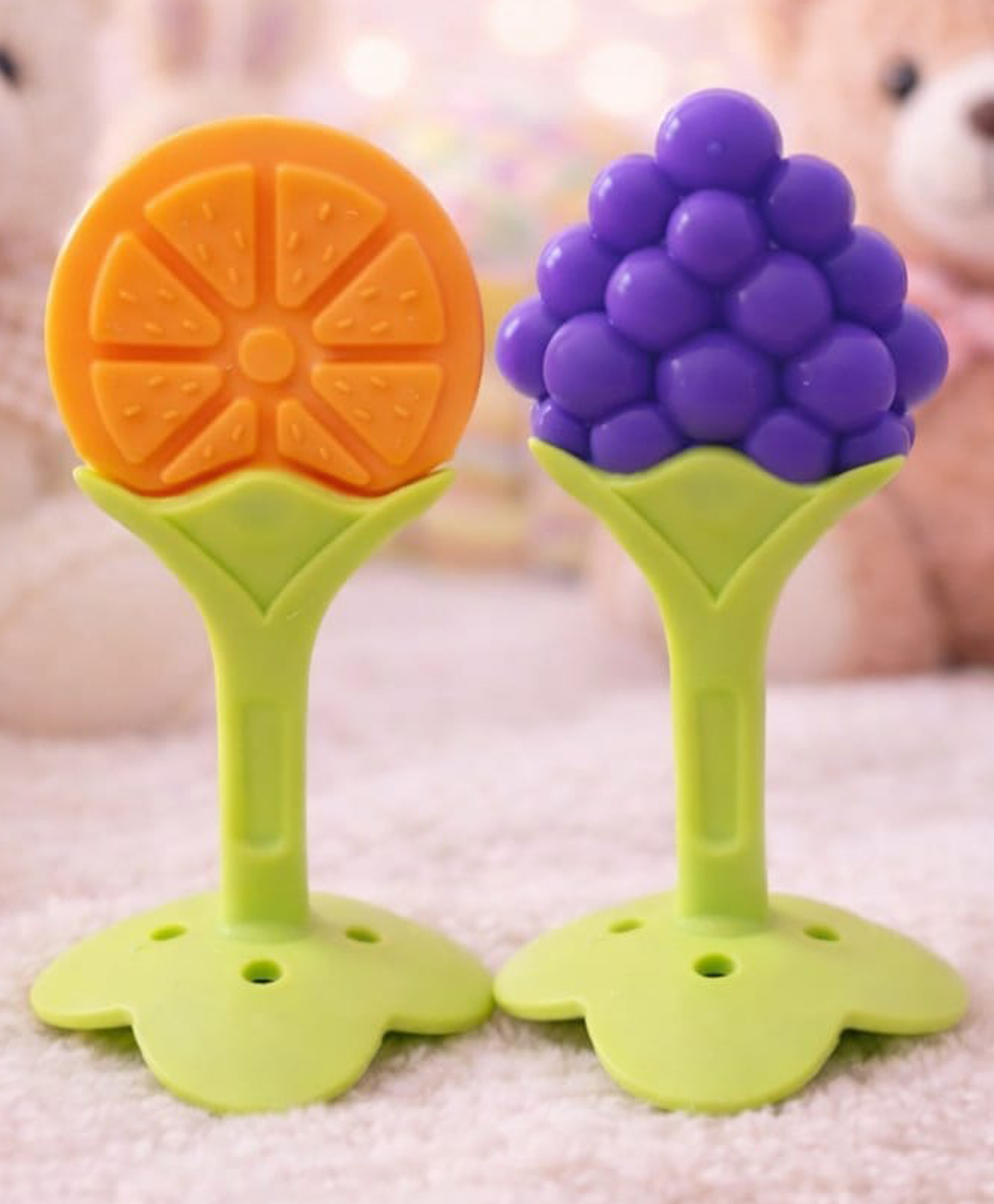 Kritiu Fruit Shaped Silicone Stand Teether Pack Of 2 - Multicolor-picture-1