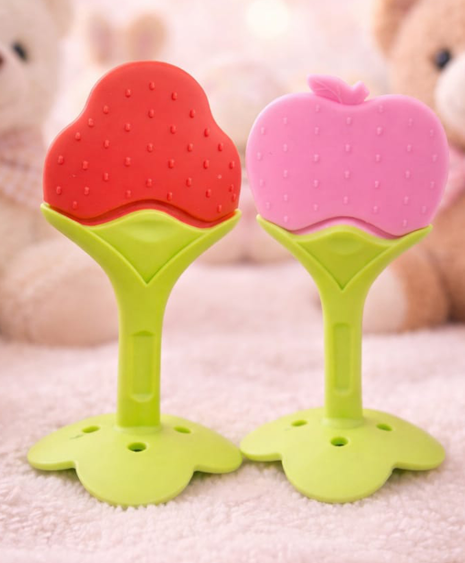 Kritiu Fruit Shaped Silicone Stand Teether Pack Of 2 - Multicolor-picture-48