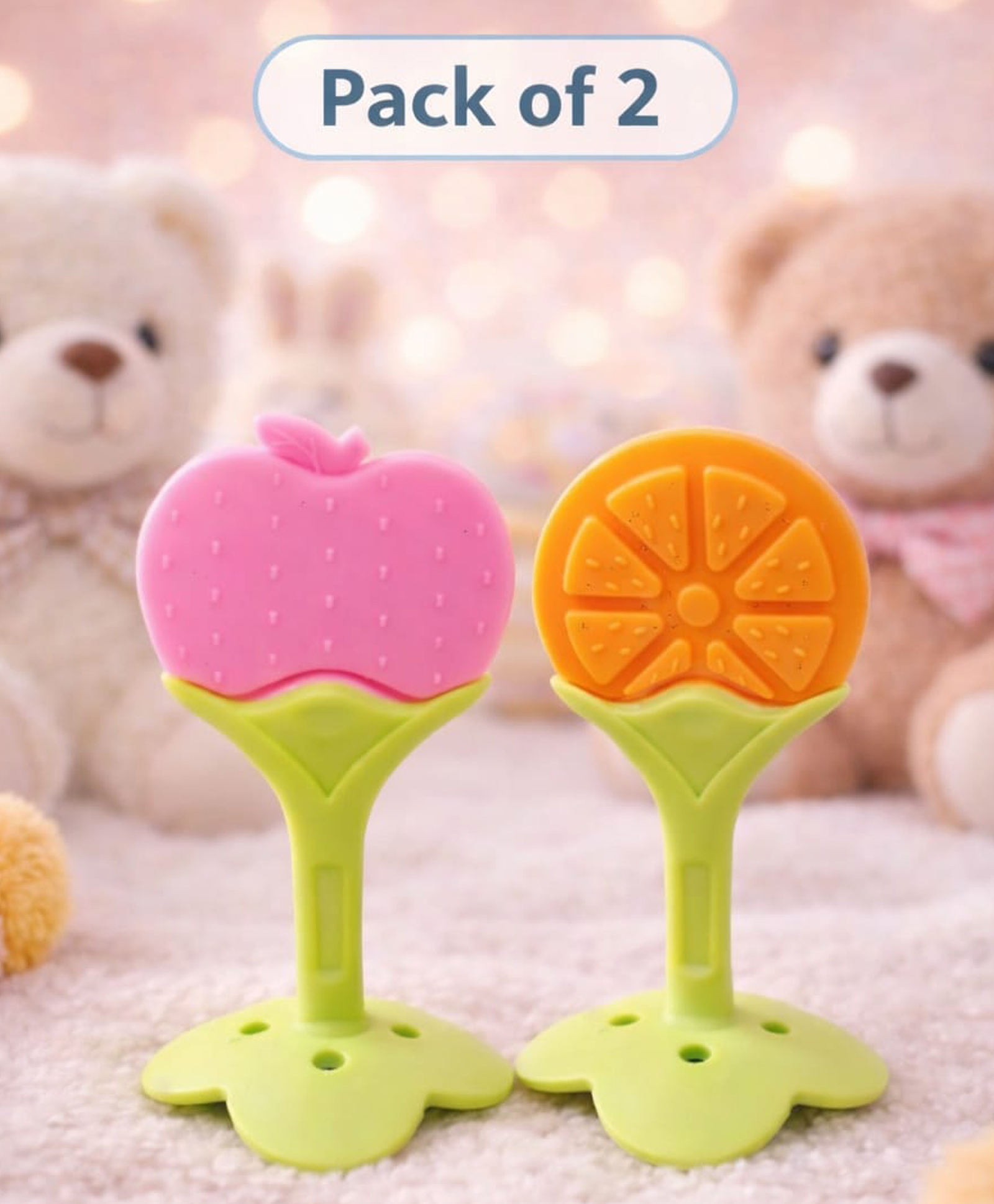 Kritiu Fruit Shaped Silicone Stand Teether Pack Of 2 - Multicolor-picture-19