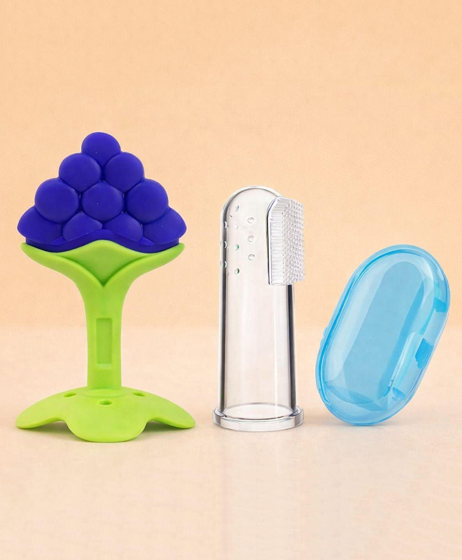 Kritiu Baby Fingure Toothbrush & Silicone Stand Teether Combo- Blue-picture-18