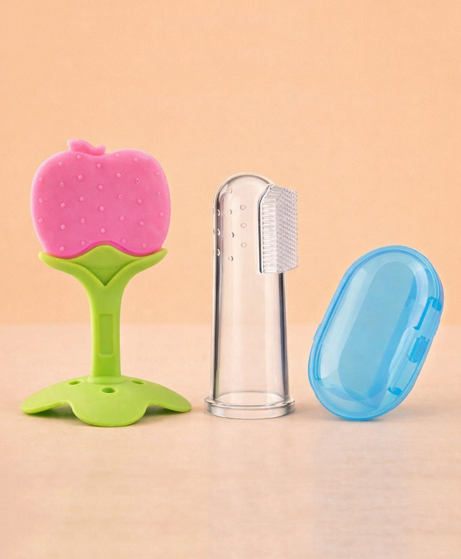 Kritiu Baby Fingure Toothbrush & Silicone Stand Teether Combo- Multicolor-picture-22