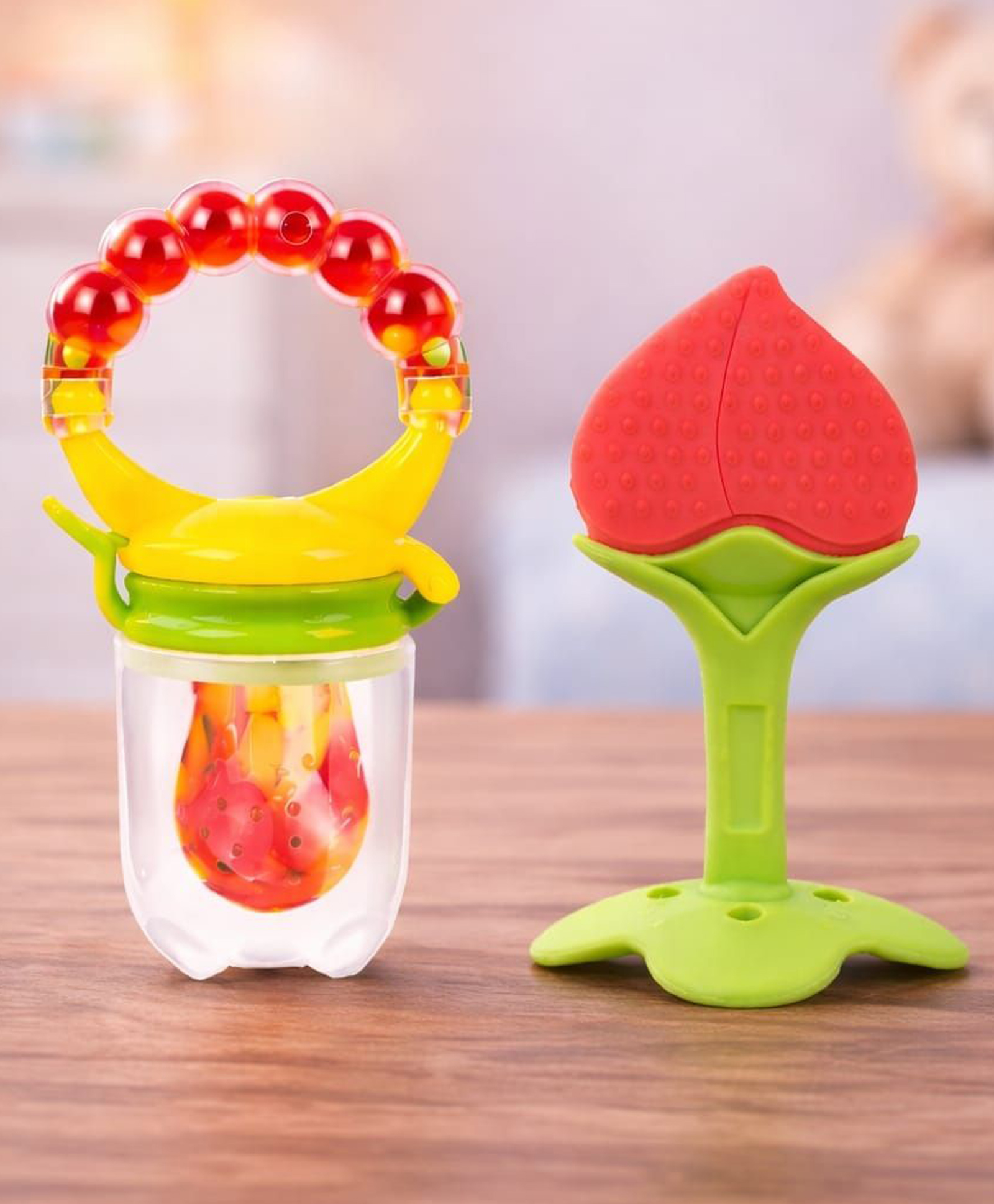 Kritiu Baby Silicone Fruit Feeder and Stand Teether Combo Of 2 -Orange-picture-31