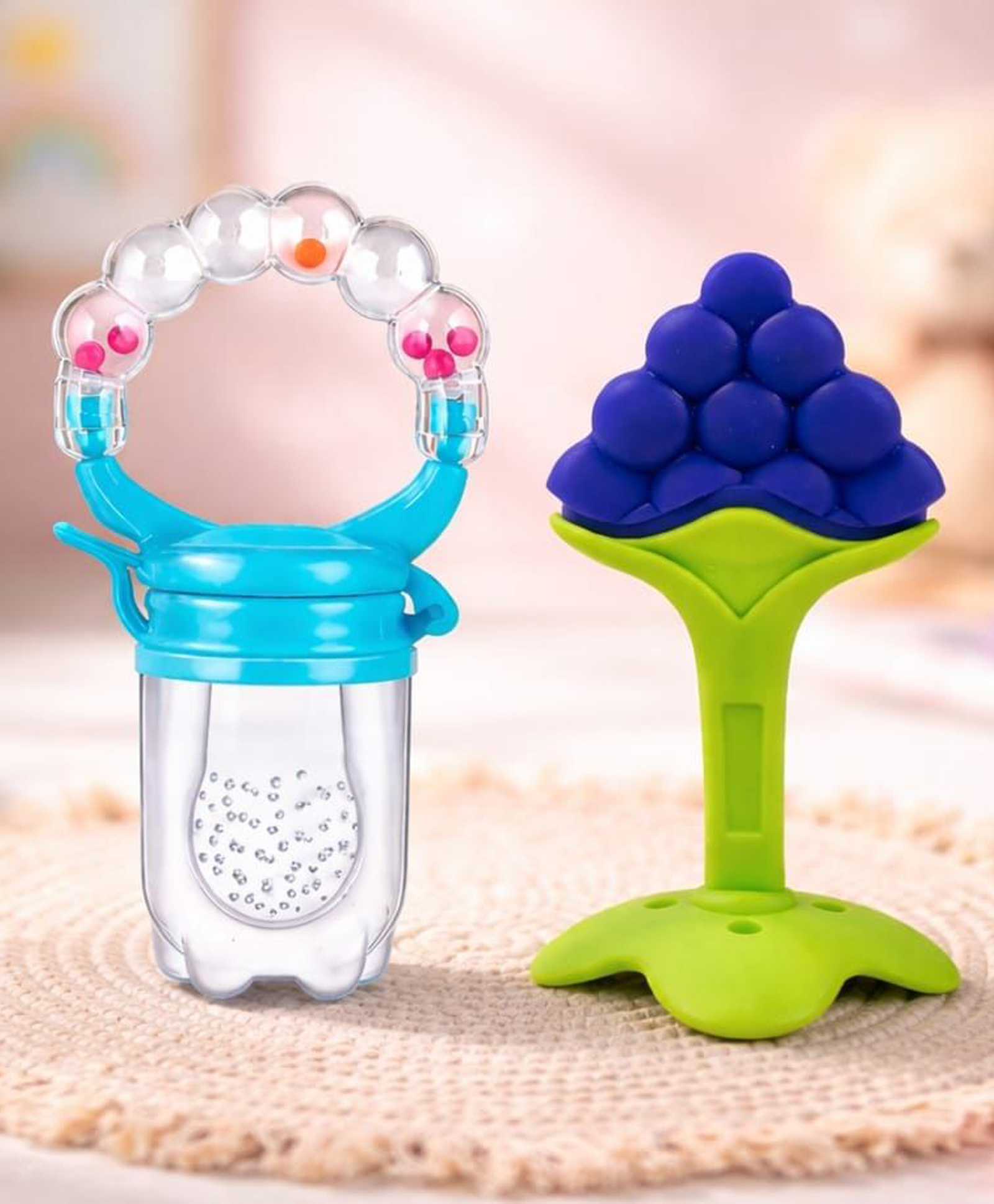 Kritiu Baby Silicone Fruit Feeder and Stand Teether Combo Of 2 -Orange-picture-39