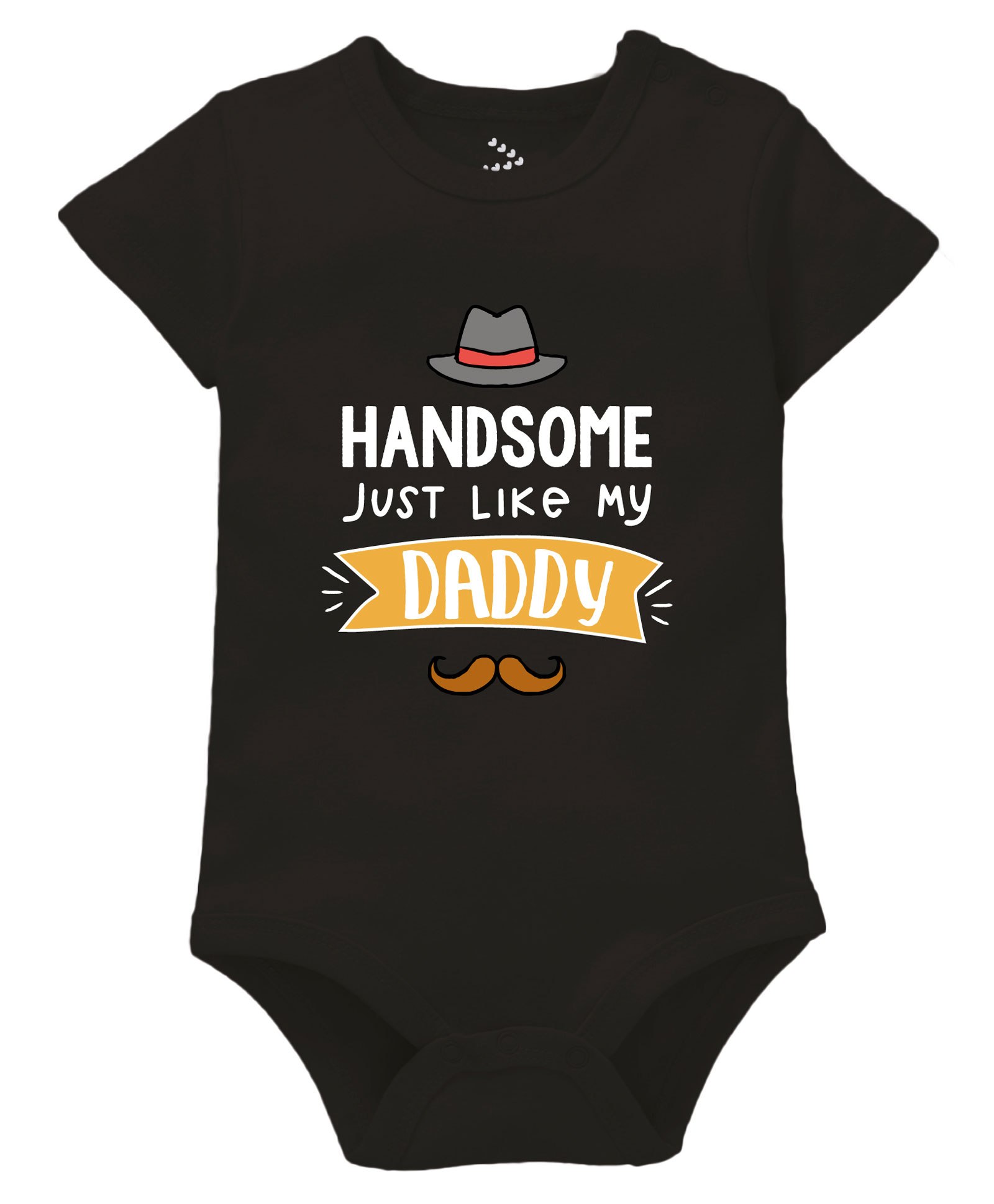 Zeezeezoo Half Sleeves Handsome Just Like My Daddy Text Printed Baby Onesie - Black-image-12
