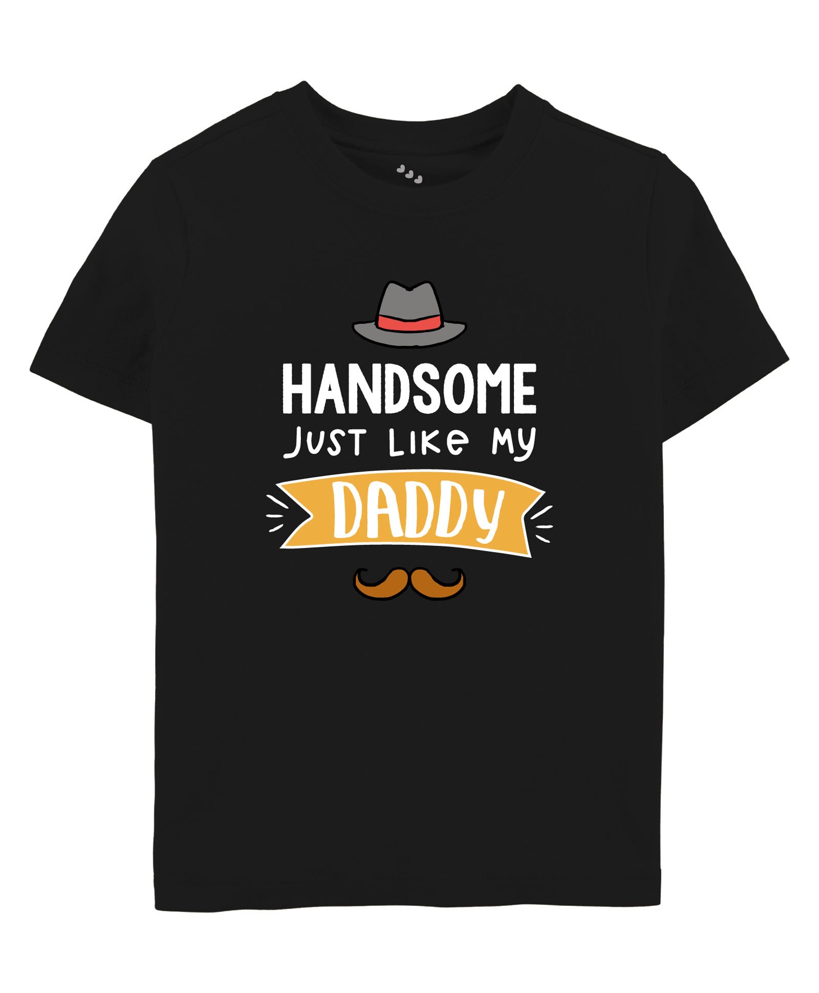 Zeezeezoo Half Sleeves Baby Theme Handsome Just Like My Daddy Text Printed Tee - Black-picture-14