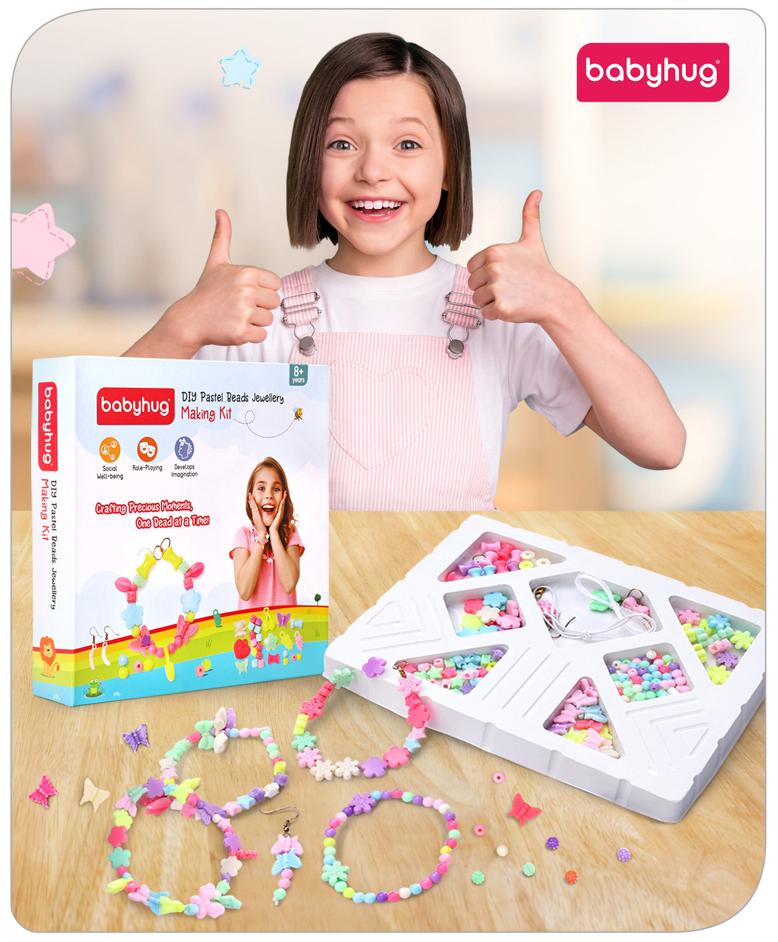 Babyhug DIY Pastel Beads Jewellery Making Kit - Multicolour