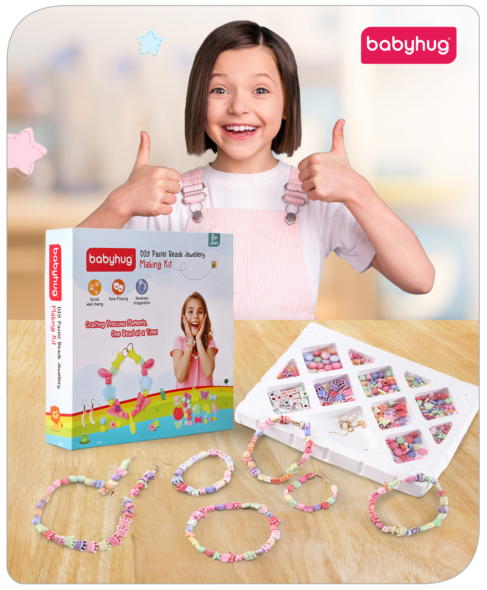 Babyhug DIY Acrylic Beads Jewellery Making Kit - Multicolour