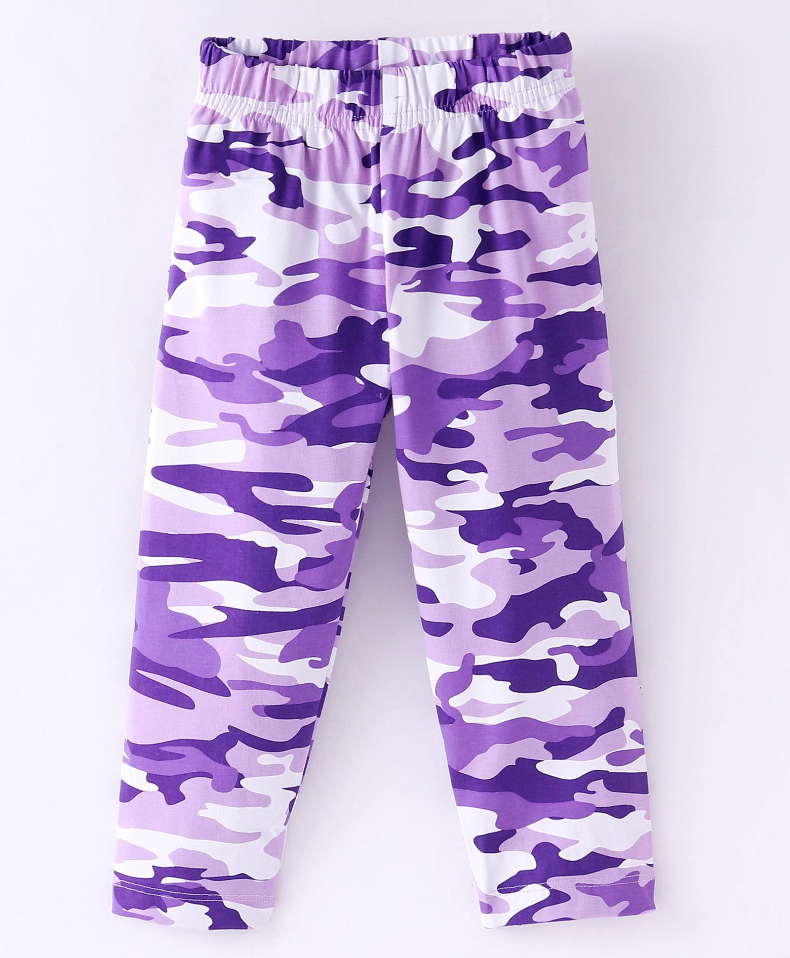 Doreme Cotton Lycra Knit Full Length Leggings Camouflage Print -Purple-picture-27