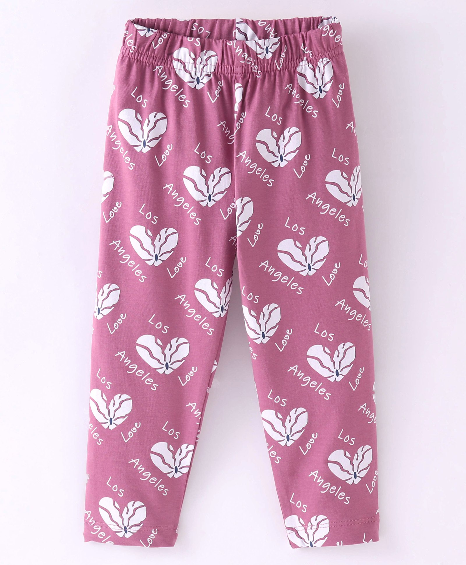 Doreme Cotton Lycra Knit Full Length Leggings Heart Print -Mouve-picture-19