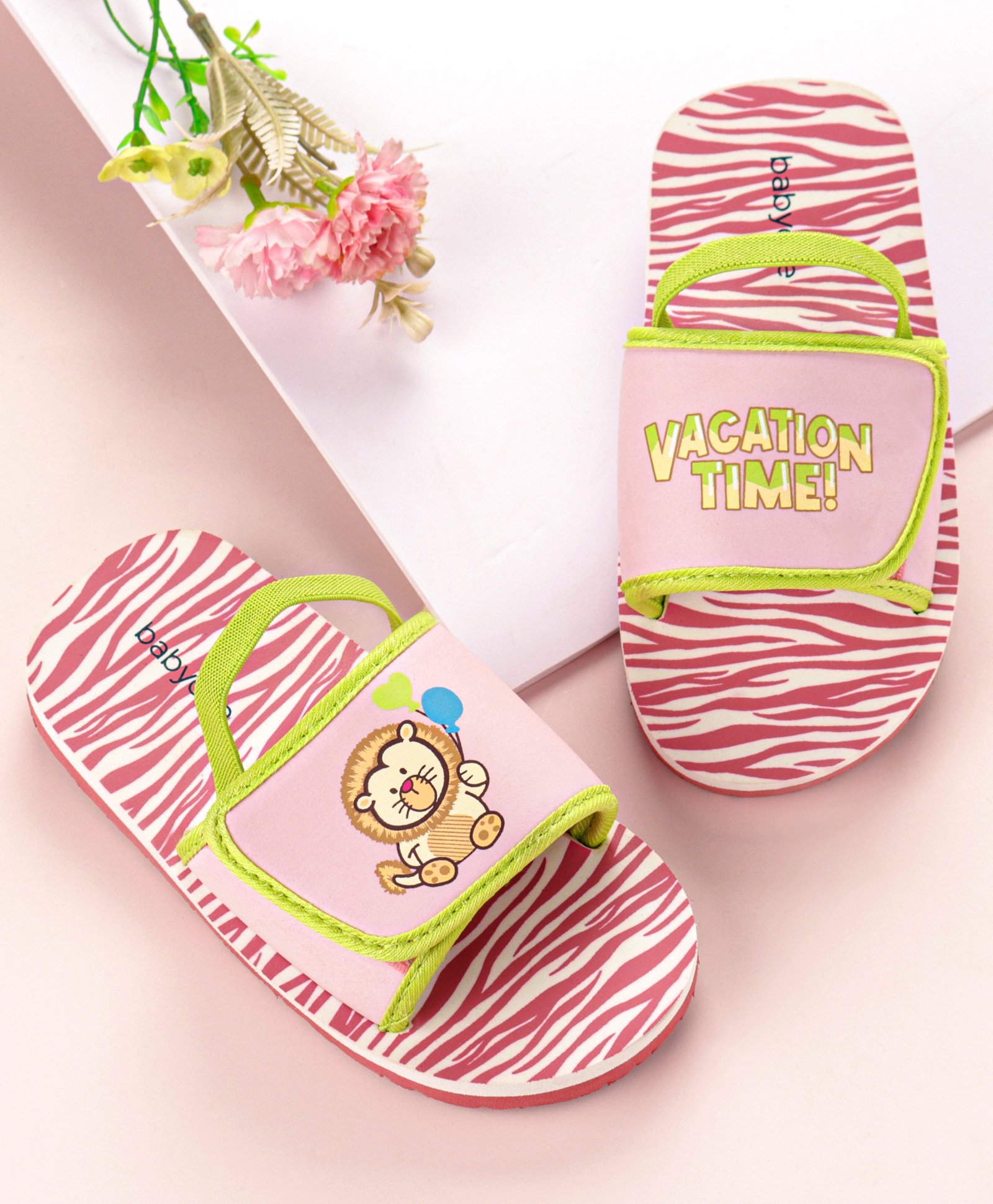 Babyoye Animal Print Flip Flops with Back Strap - Yellow & Red-picture-16