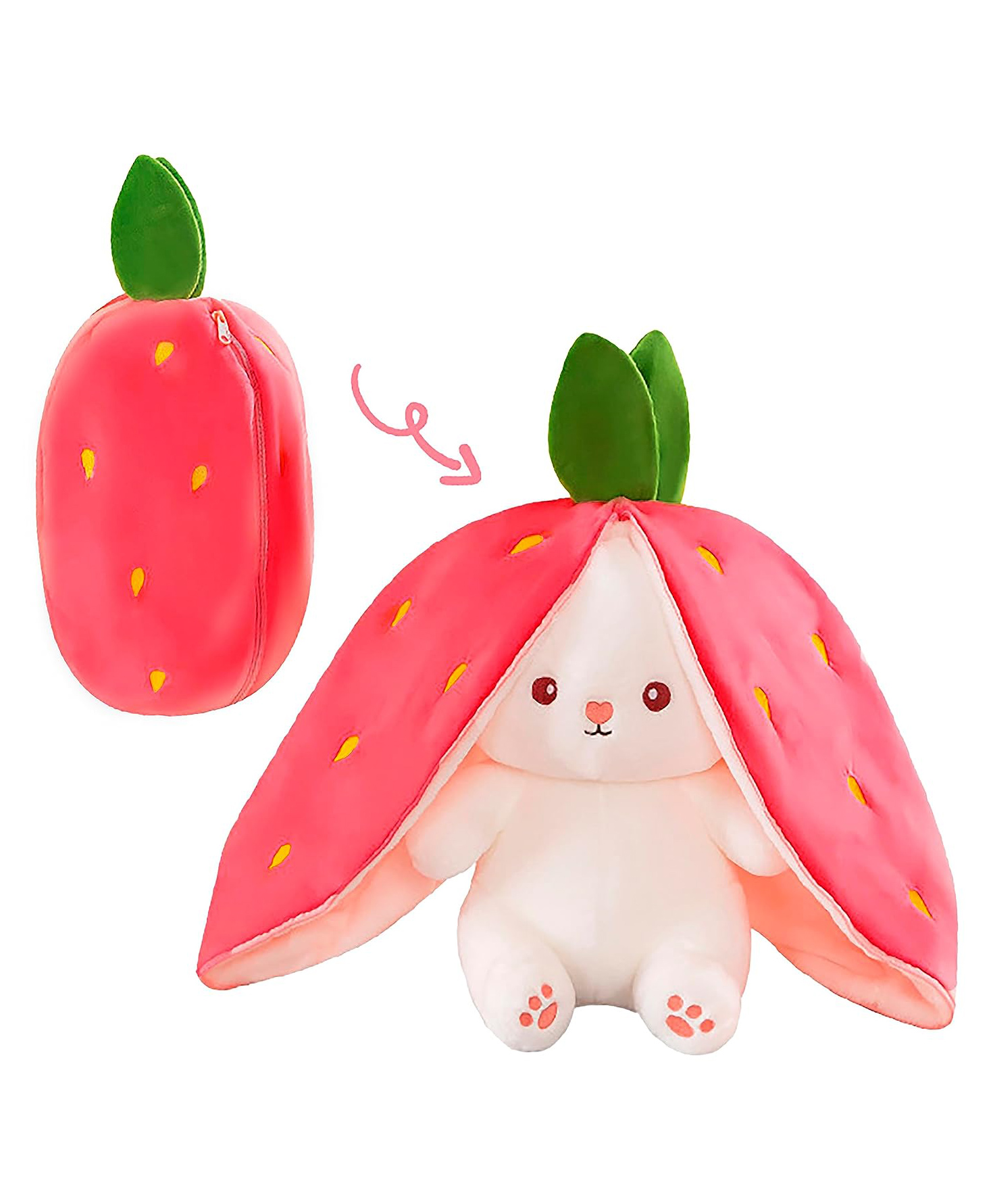 Besties Adorable Bunny Strawberry Rabbit Plushie Pet  (Pink) - Height 13.3 Inches-image-42