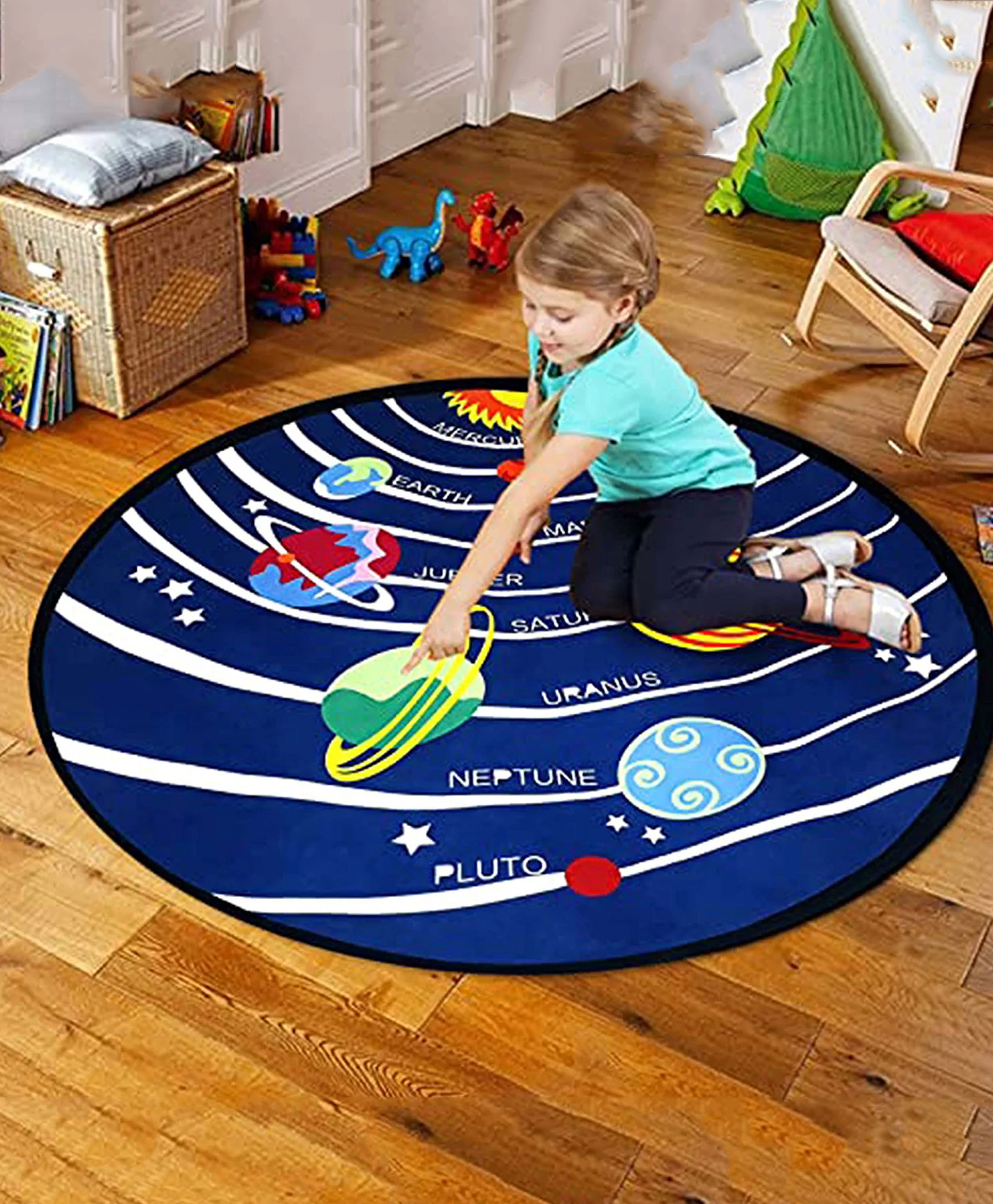 Hop N Play Educational Round Solar System  Soft Anti Skid Carpet for Kids - 140 cm-image-19