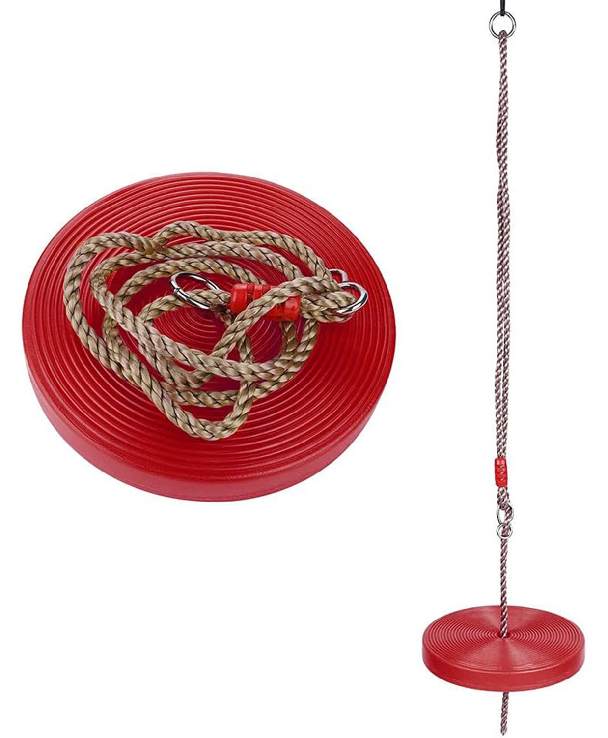 Hop N Play Button Disc Rope Swing for Kids with Height Adjustable for Indoor & Outdoor - Red-picture-11
