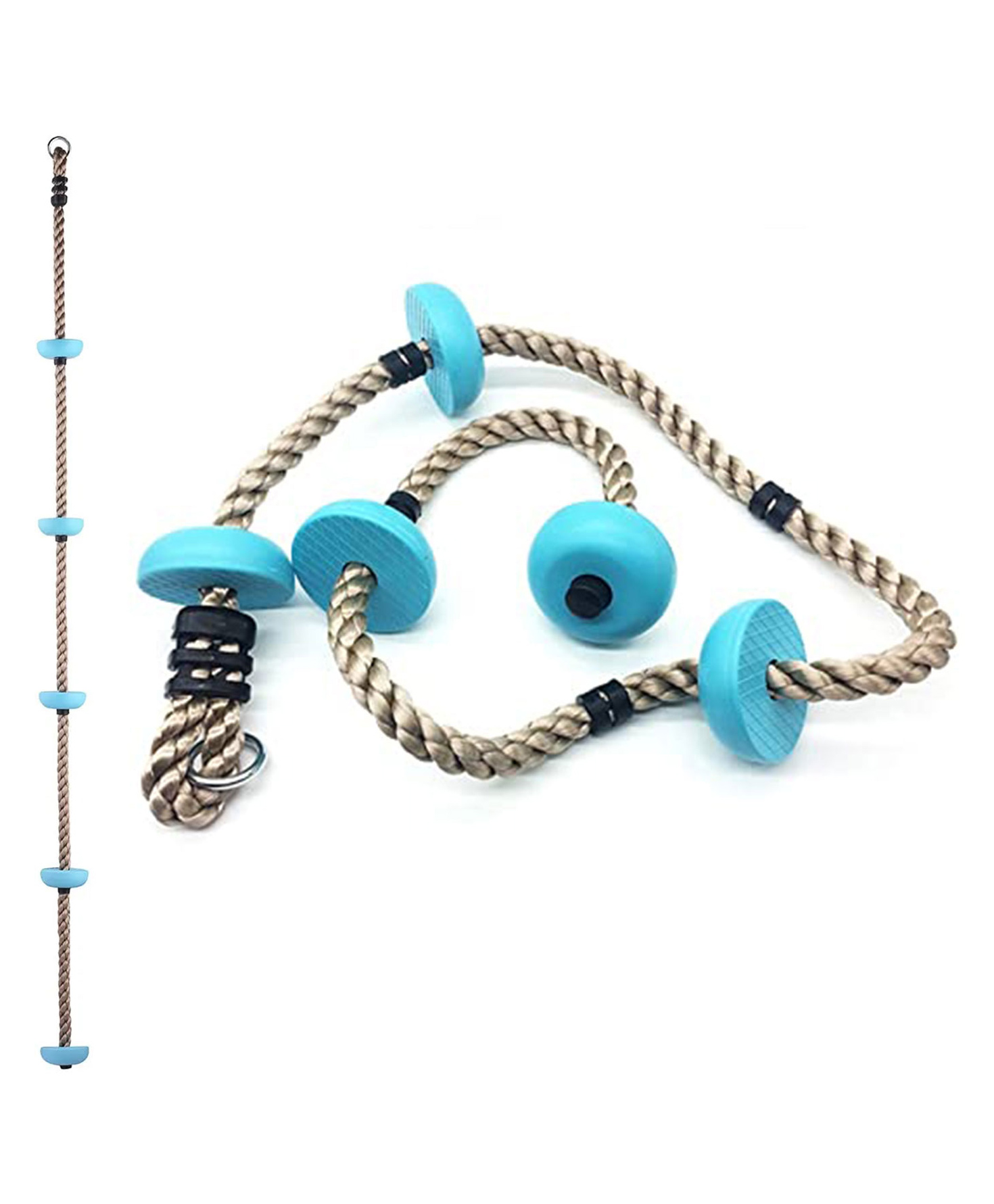 Hop N Play Knotted Climbing Rope with 5 Plastic Footholds Swing for Strength, Exercise and Healthy Fun for Kids - Blue-picture-16