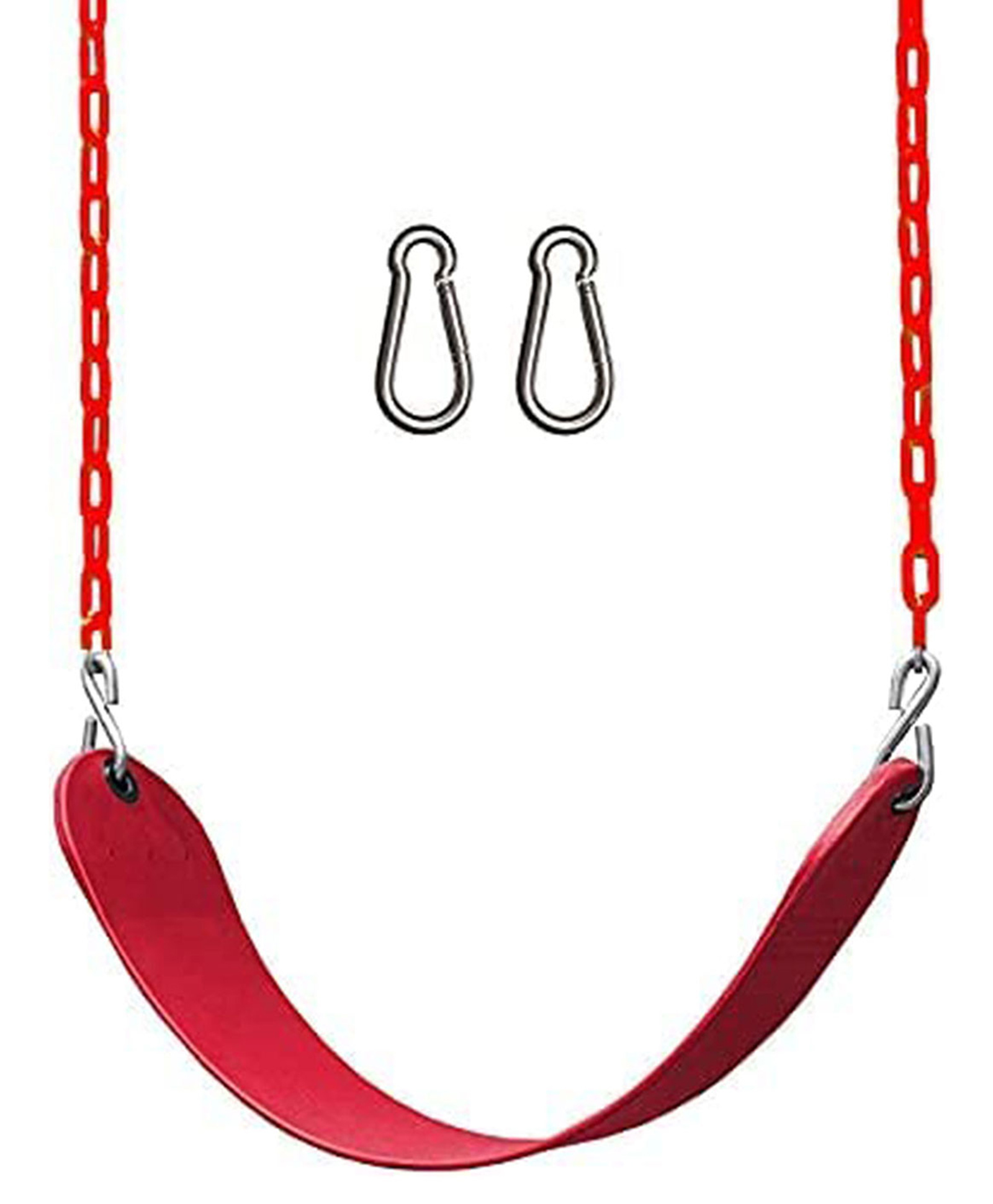 Hop N Play Heavy Duty Flexible Swing Seat with 78 Inches Plastic Coated Chain with & Carabiners for Kids - Red-picture-28