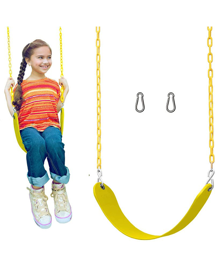 Hop N Play Heavy Duty Flexible Swing Seat with 78 Inches Plastic Coated Chain with & Carabiners for Kids - Yellow-picture-17
