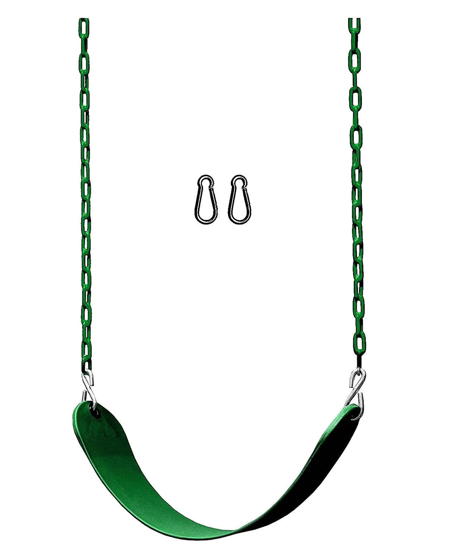 Hop N Play Heavy Duty Flexible Swing Seat with 78 Inches Plastic Coated Chain with & Carabiners for Kids - Green-picture-22