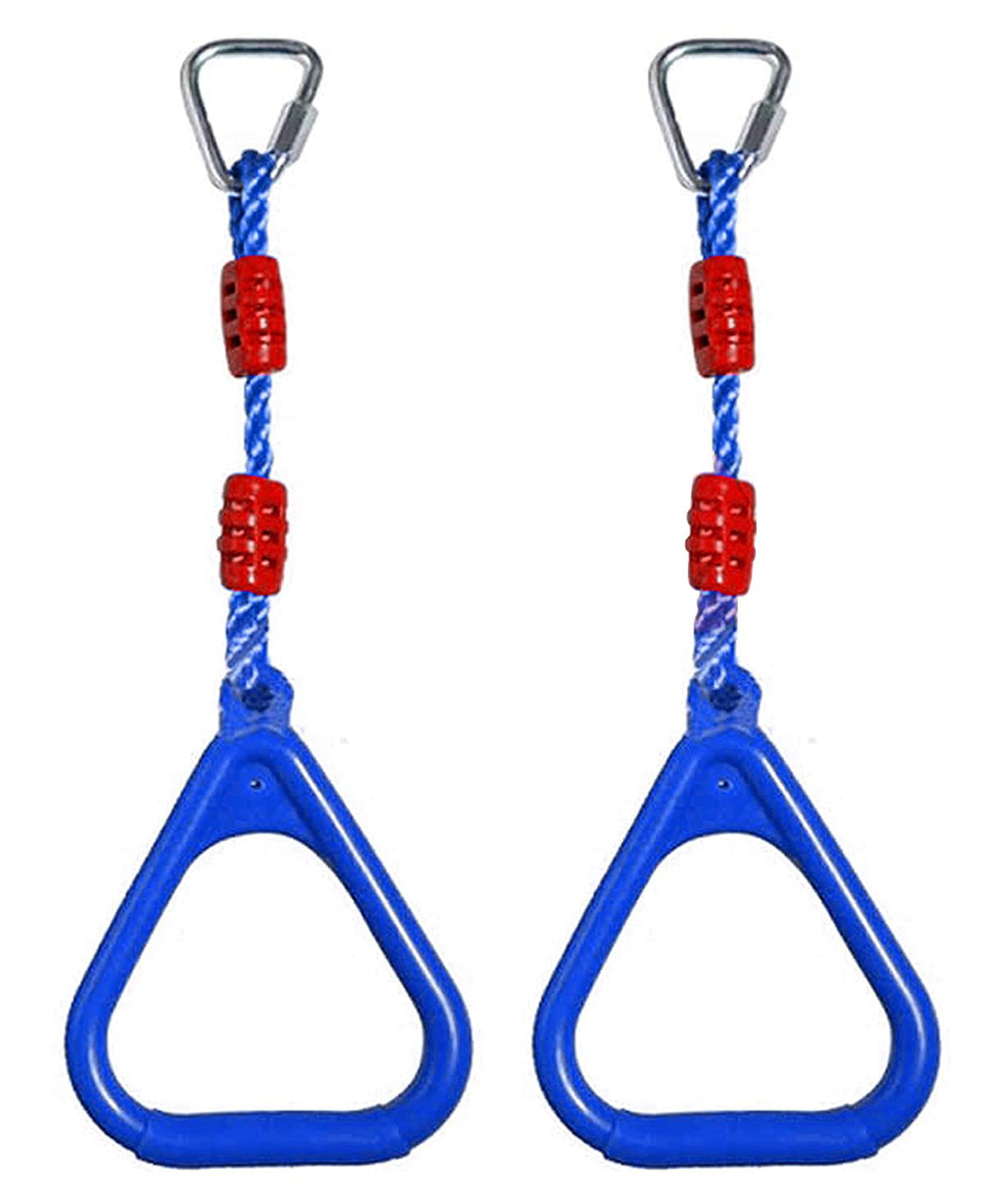 Hop N Play Triangle Hanging Ninja Rings Set of 2 with Delta Quick Links, Monkey bar Rings (Blue)-image-18